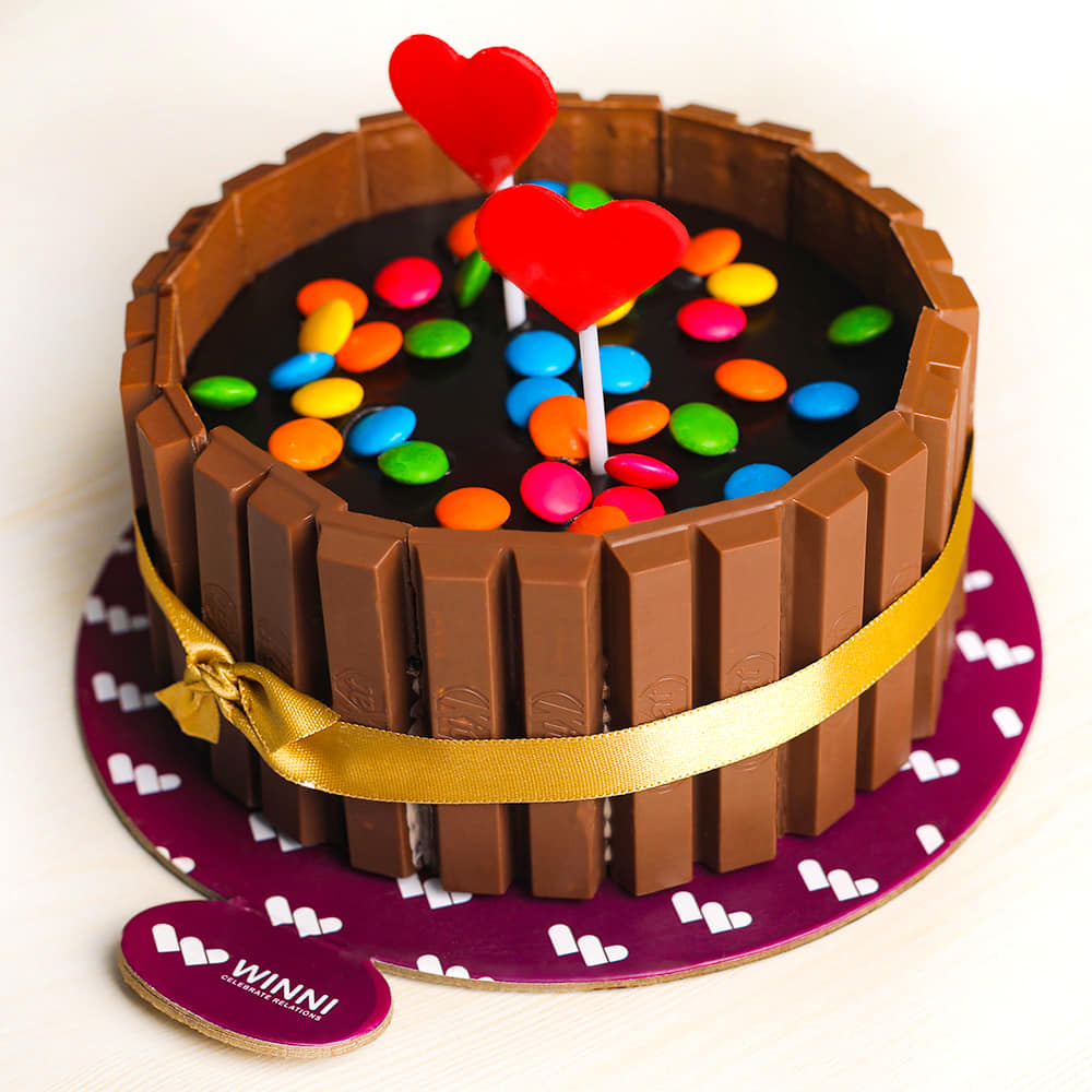 Buy/Send Kitkat and Gems Cake Half kg Online- .in |
