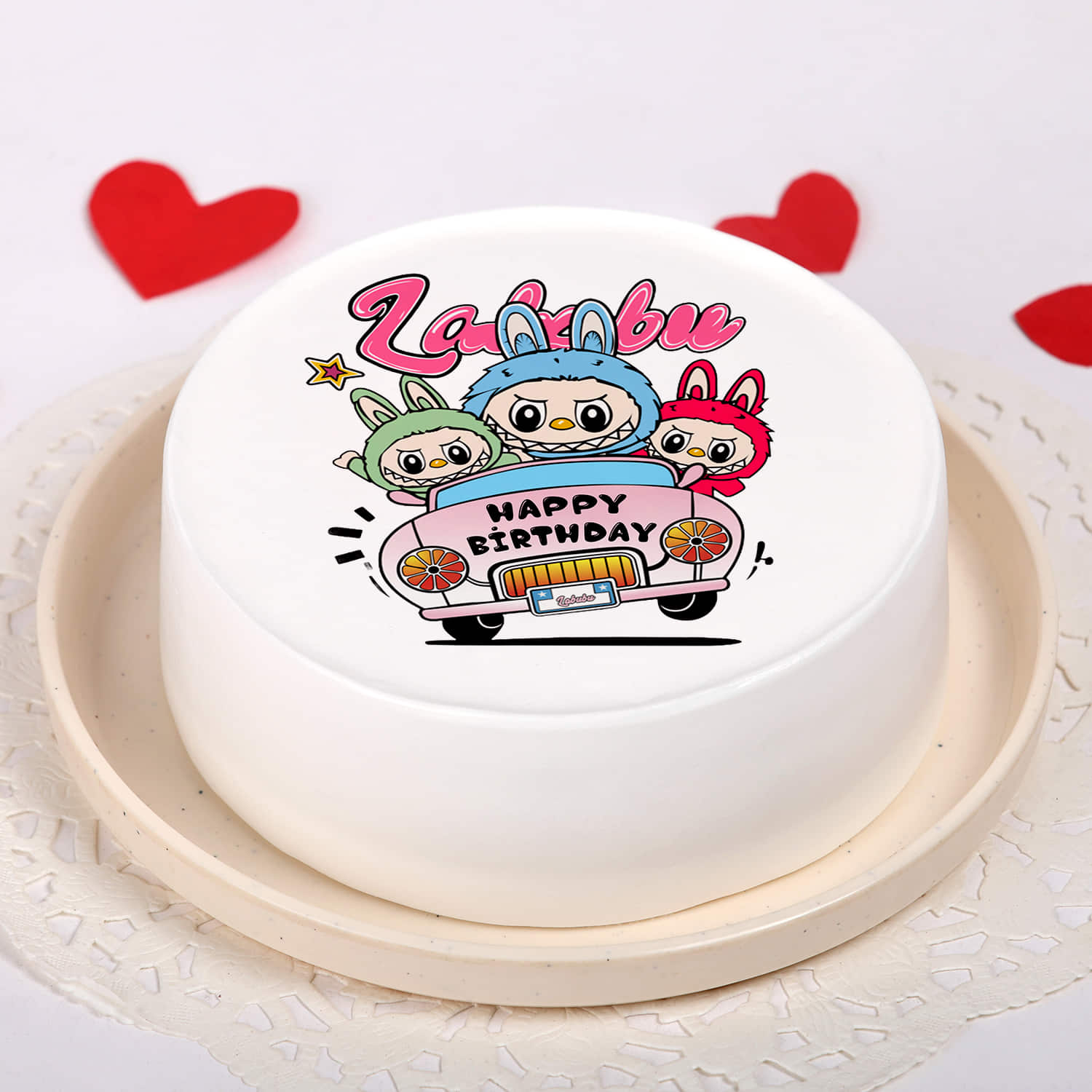 Happy Birthday Labubu Vanilla Cake |
