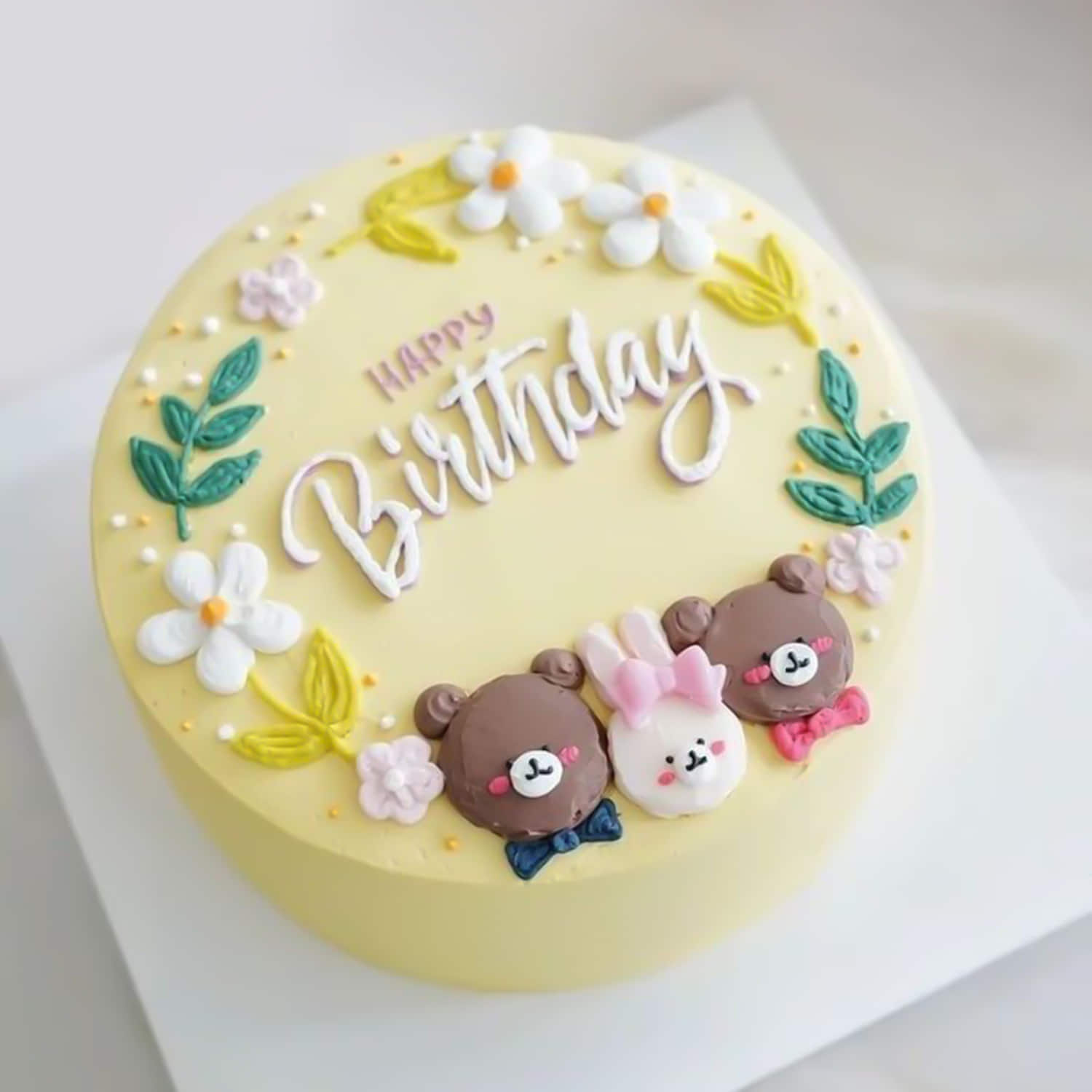Playful Teddy Theme Yellow Cake |