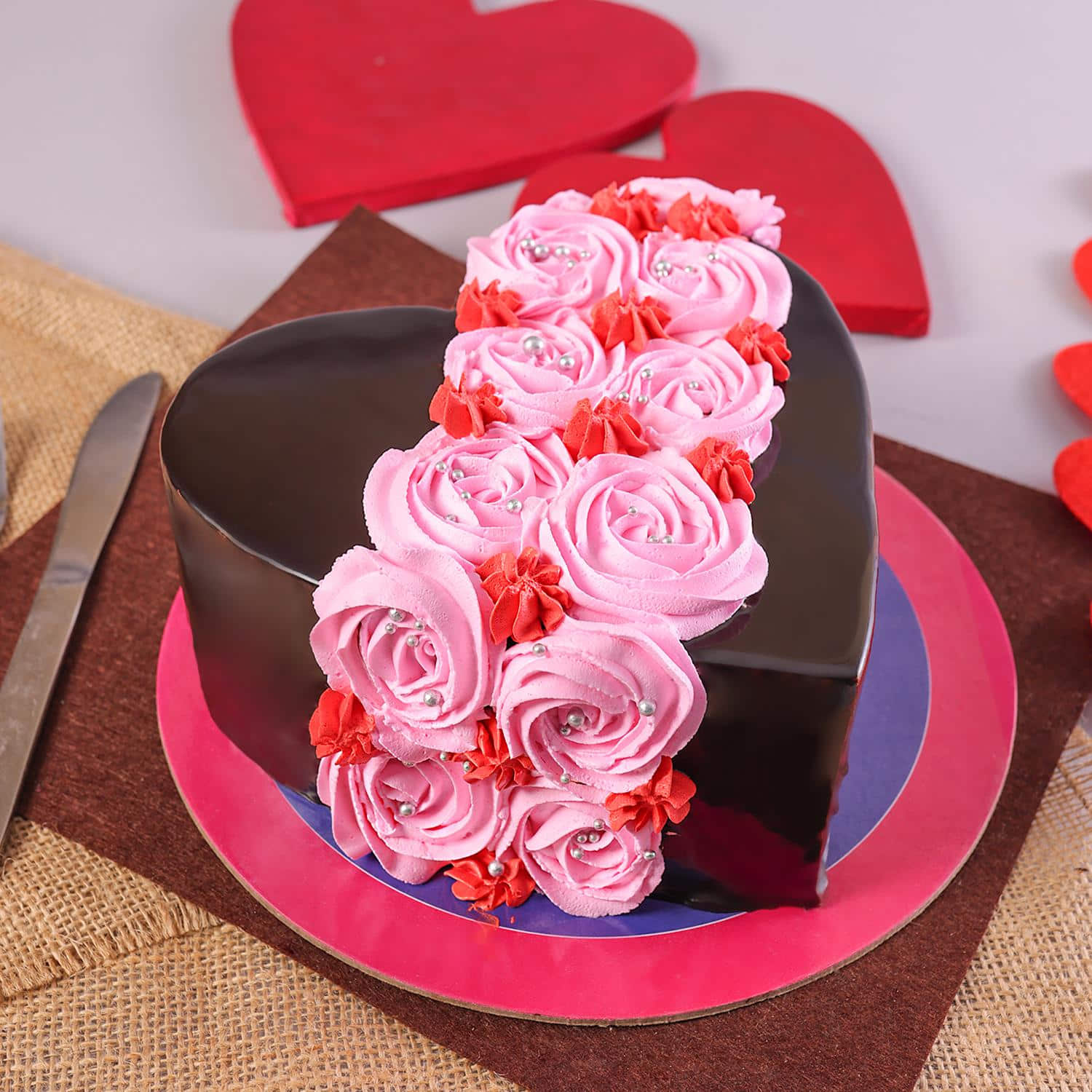 Flowery Chocolate Heart Cake |