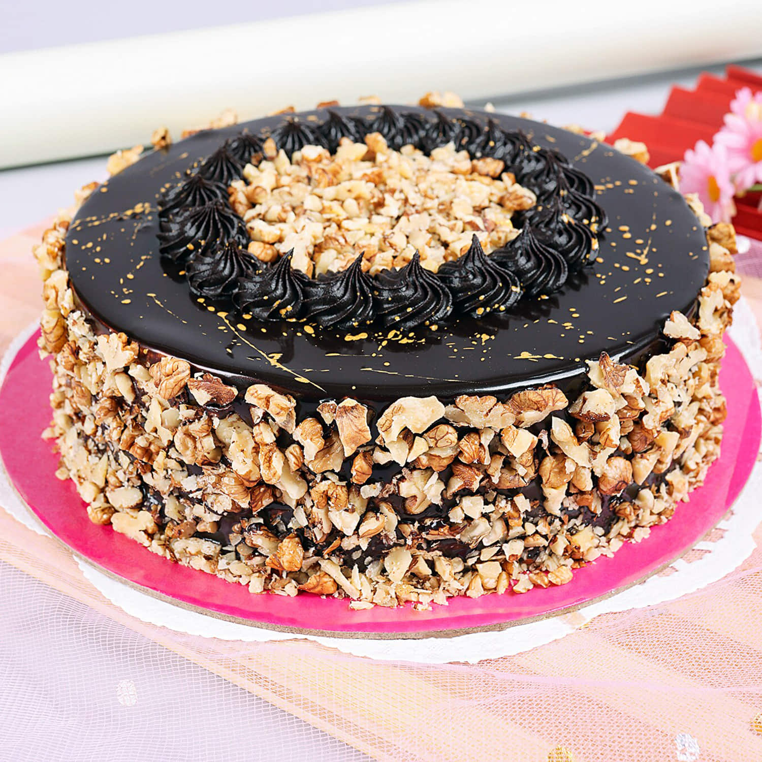 Yummy Walnut Chocolate Cake |