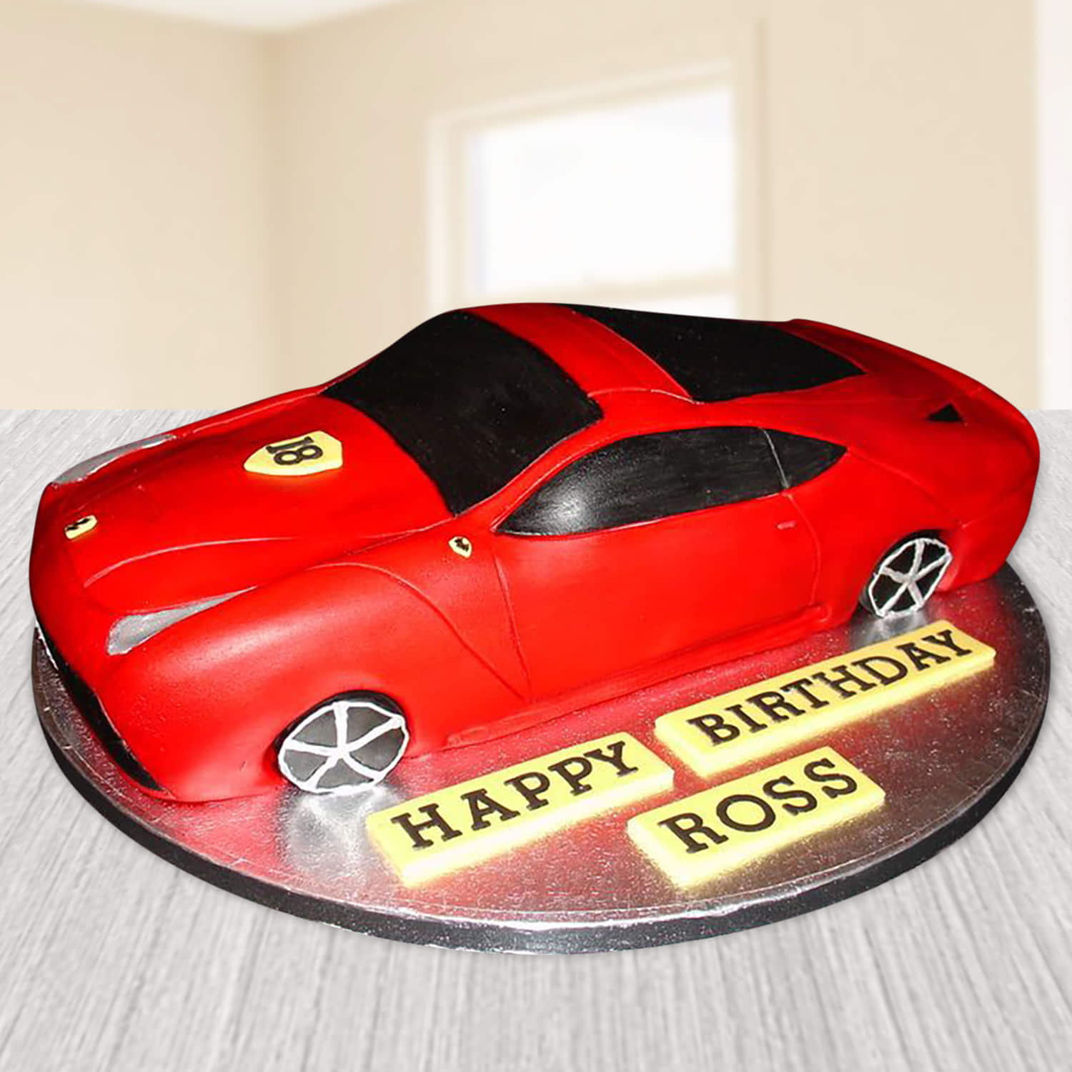 Ferrari Car Shaped Fondant Cake |