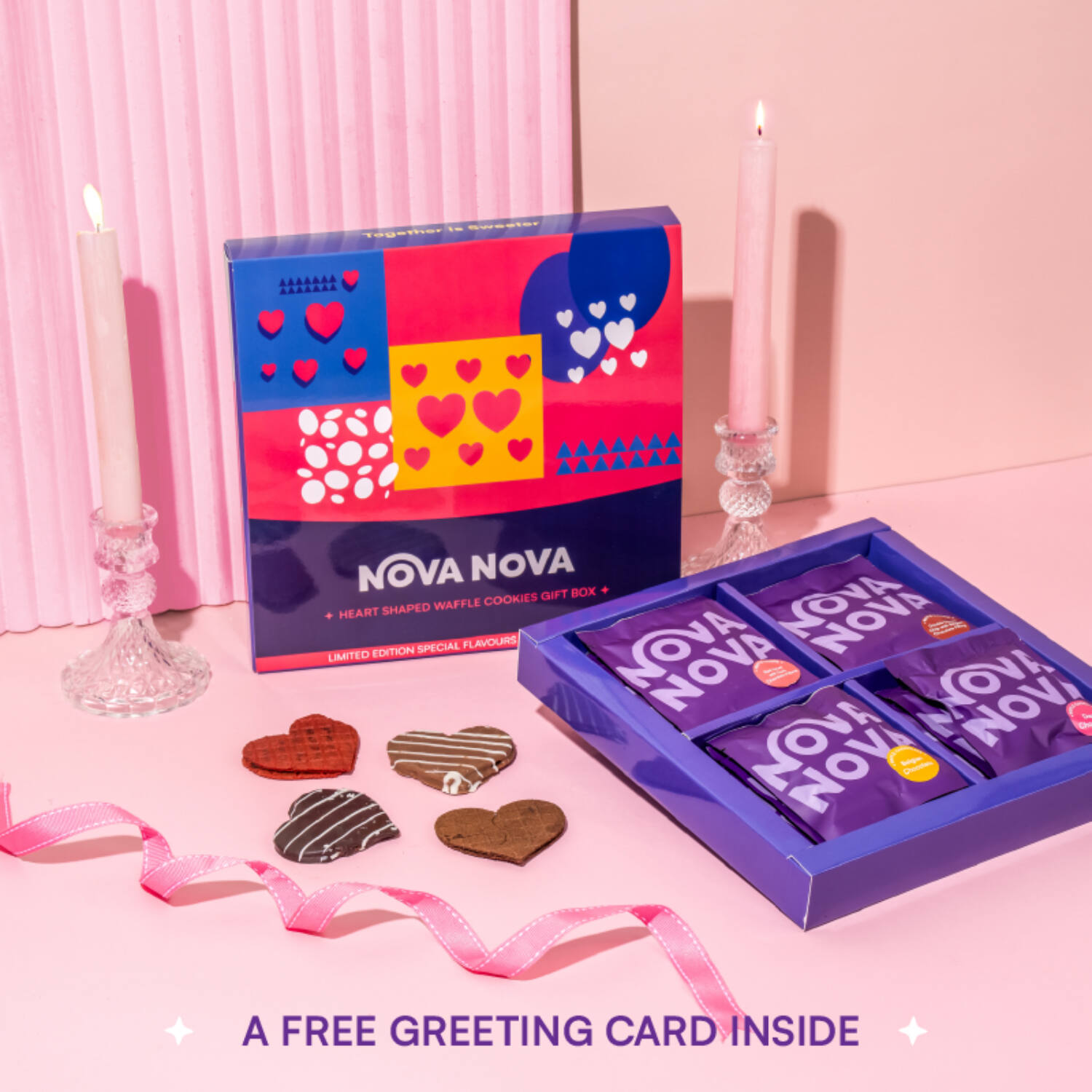 Celebratory Heart Shaped Waffle Choco Cookies |