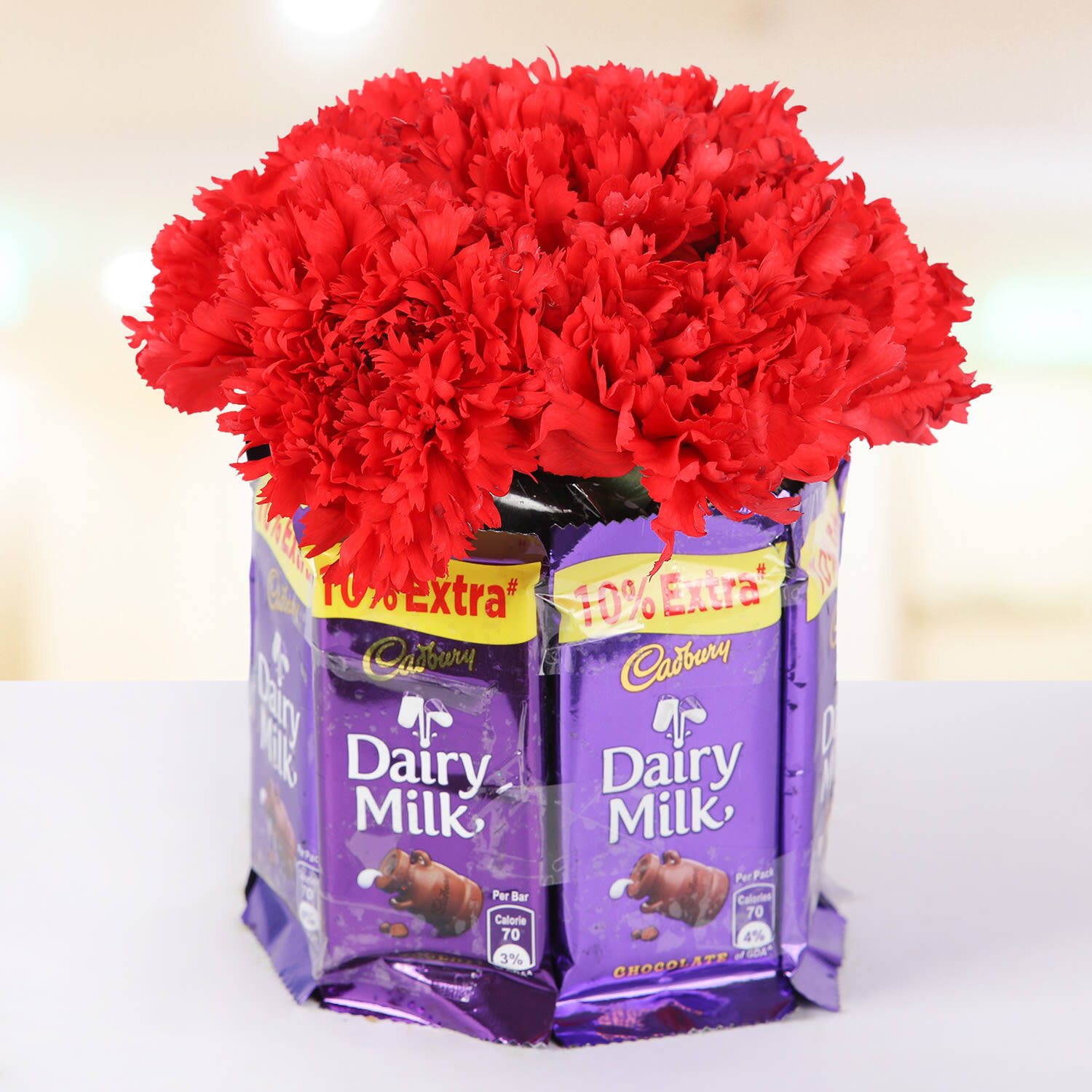 6 Red Carnation With Chocolate |