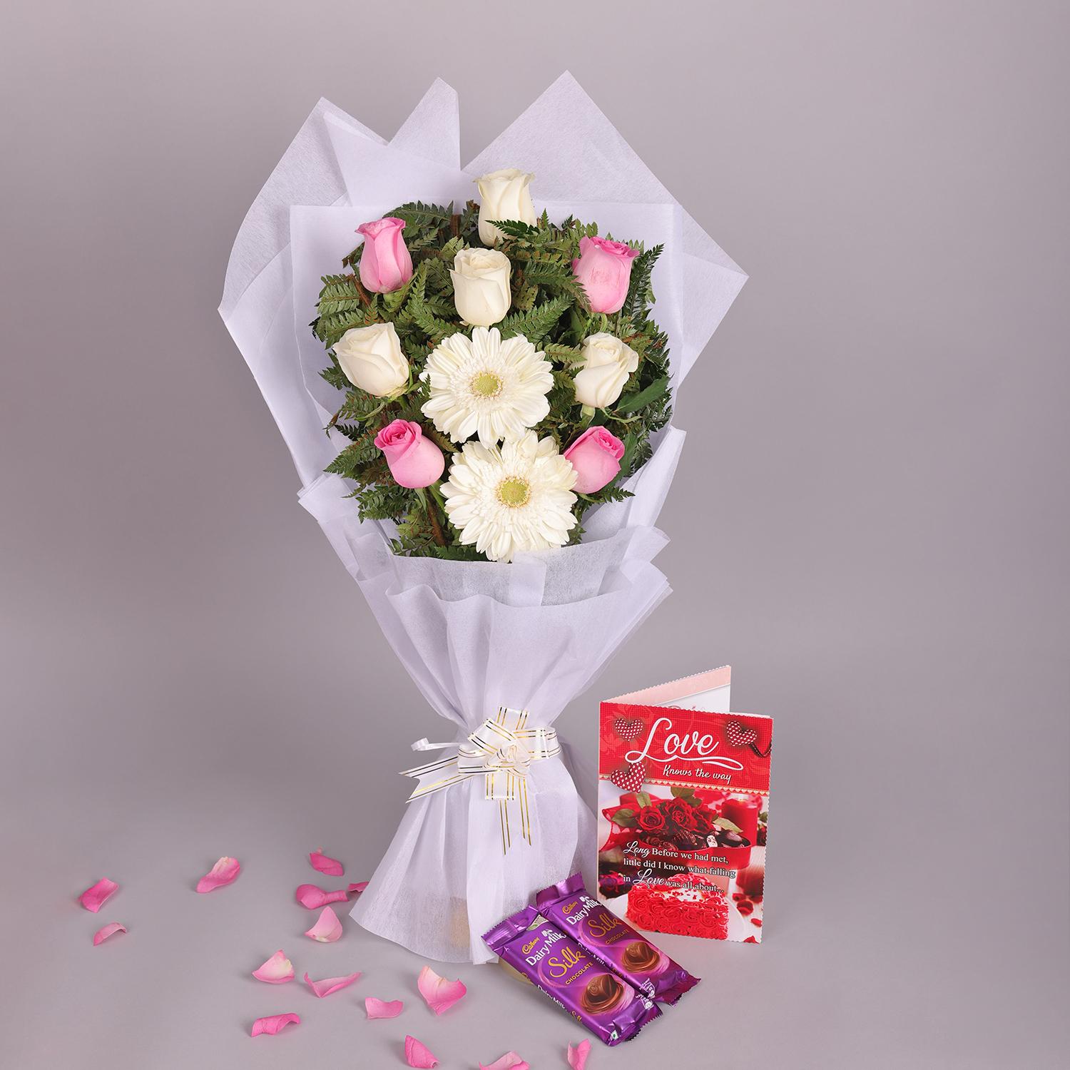 Win Her Heart Floral Bouquet And Chocolate Combo |