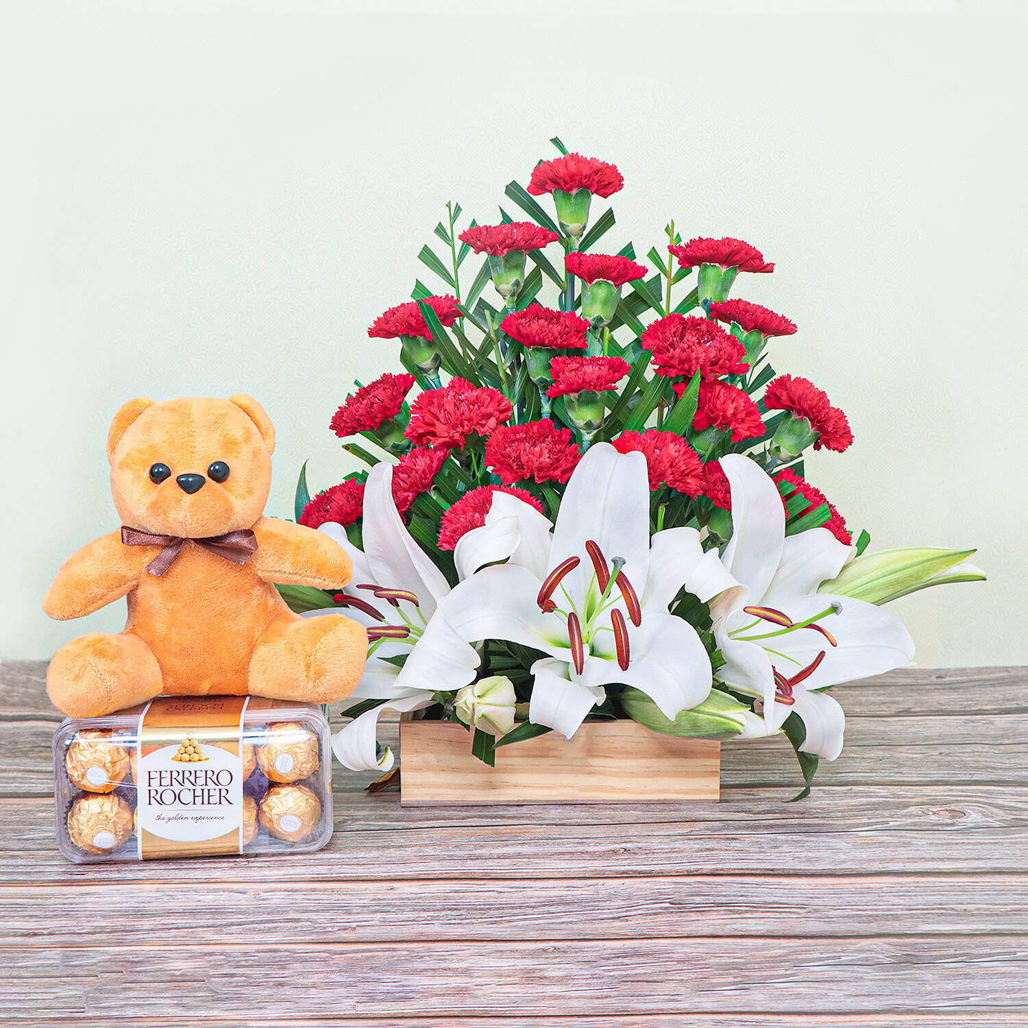 Tempting Rochers Teddy With Blooms |