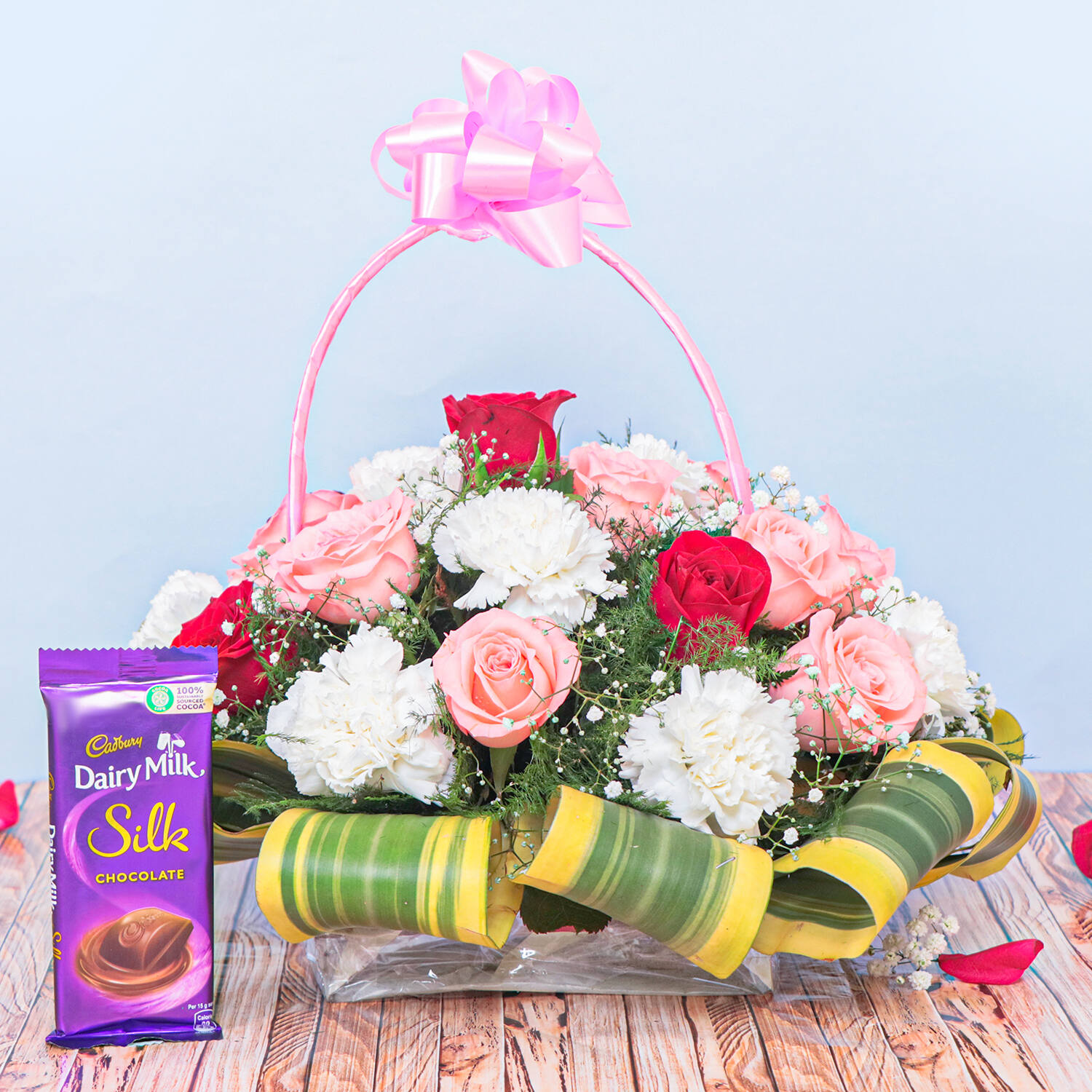 Floral Love Basket With Silk Chocolate |