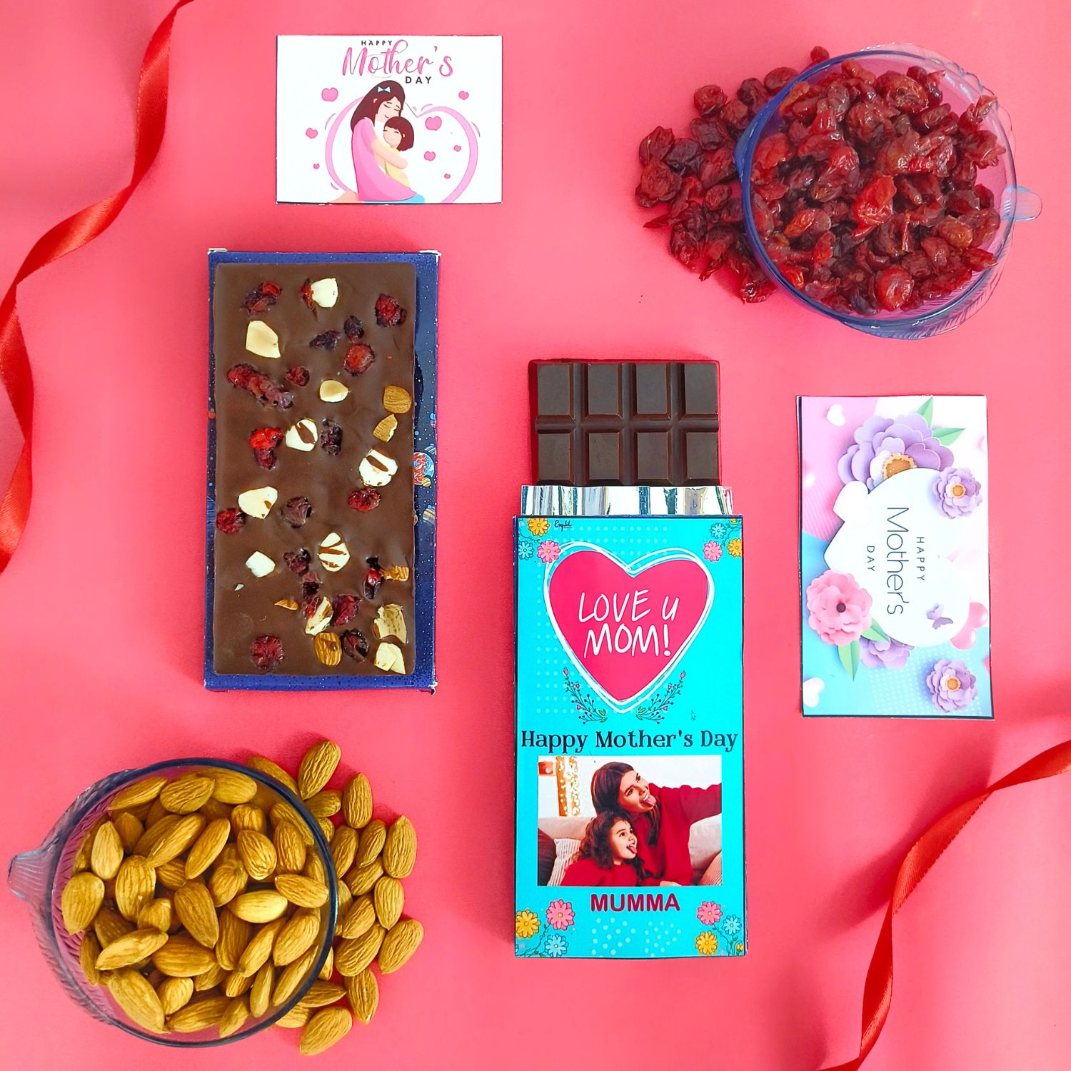 Personalised Mothers Day Dryfruits Chocolate and Greeting |