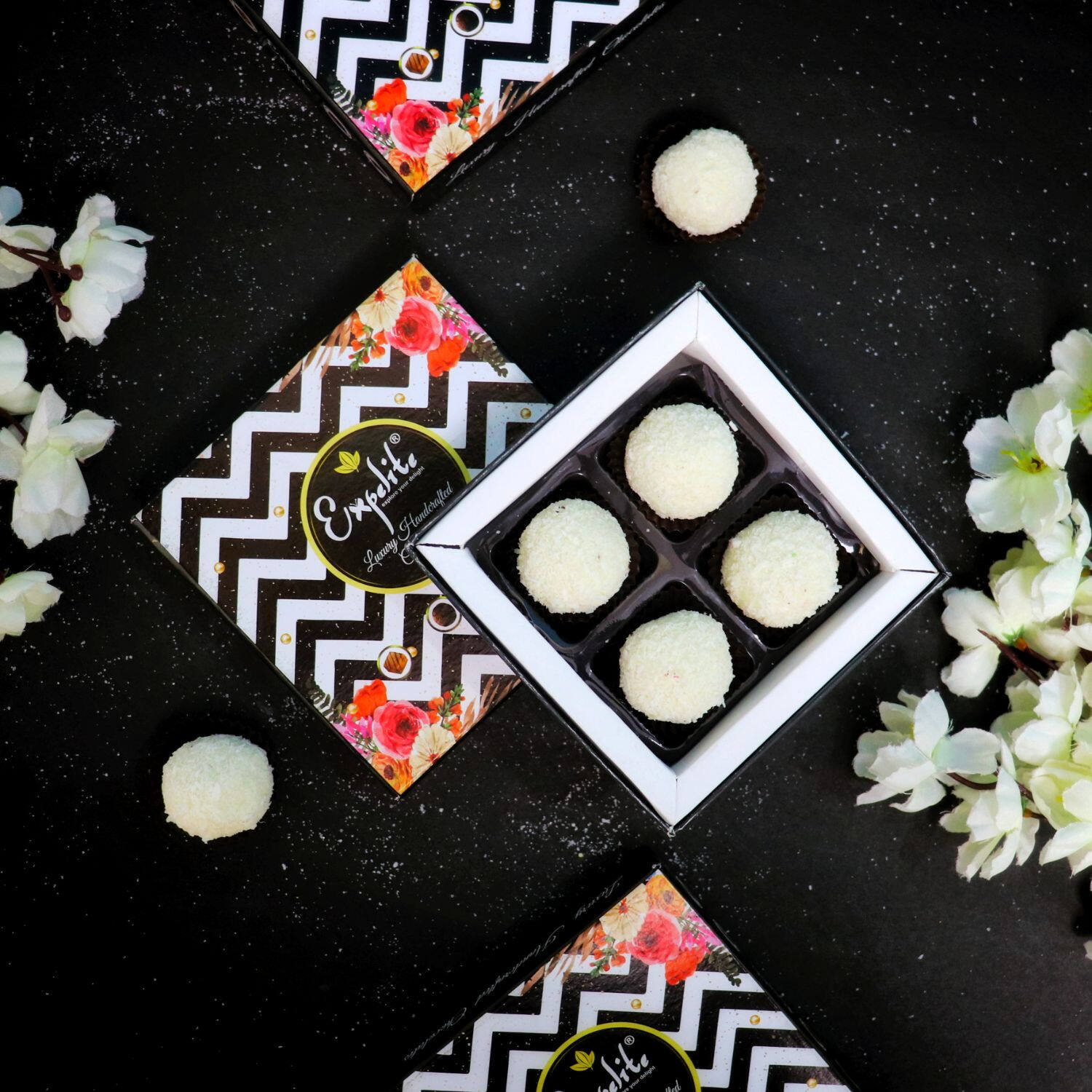 Handcrafted Truffle Chocolates with Coconut Fillings |