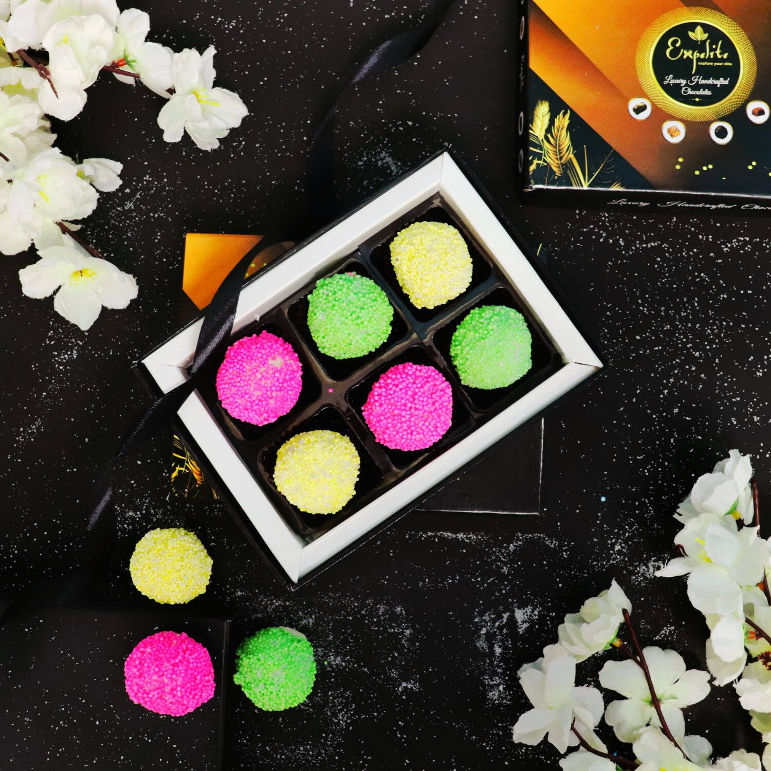 Multicolored Truffle Chocolates with Coconut Filing |