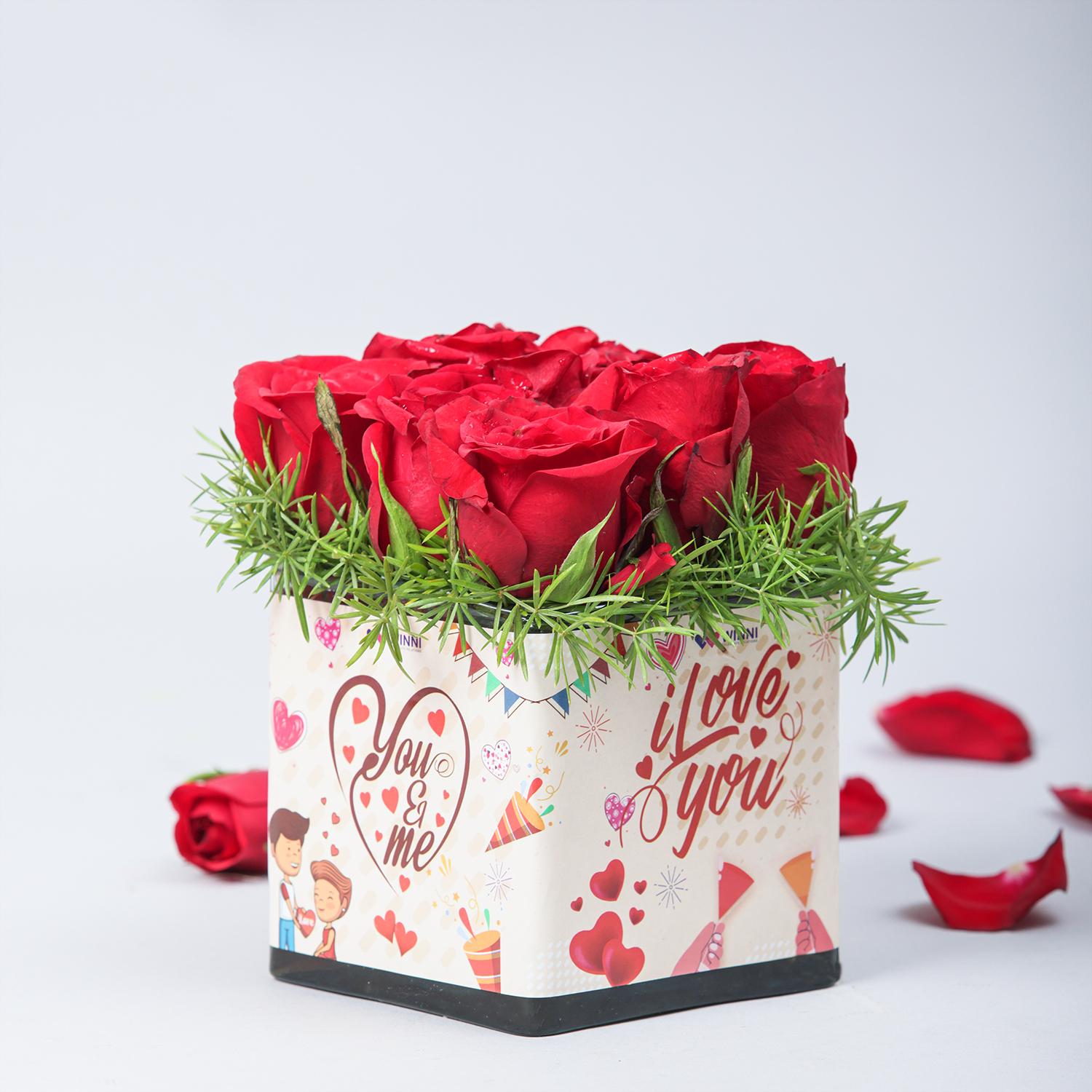 Red Roses You And Me Sticker Vase |