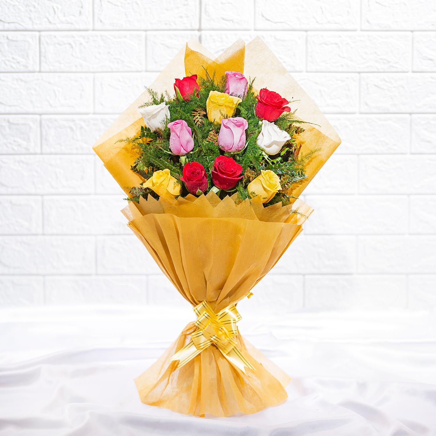 Amber Embraced Mix Roses Bouquet |