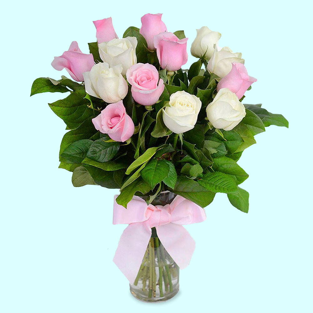 Pink And White Roses Bunch |