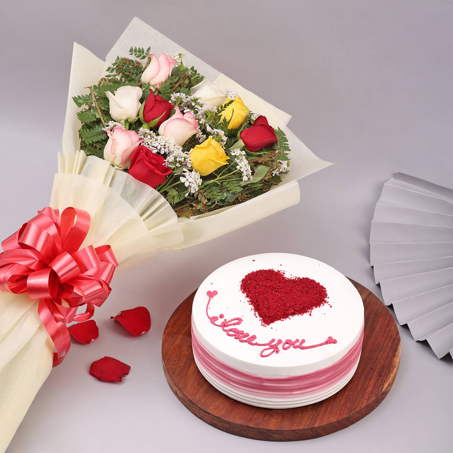 Red Velvet Cake with Vibrant Roses |