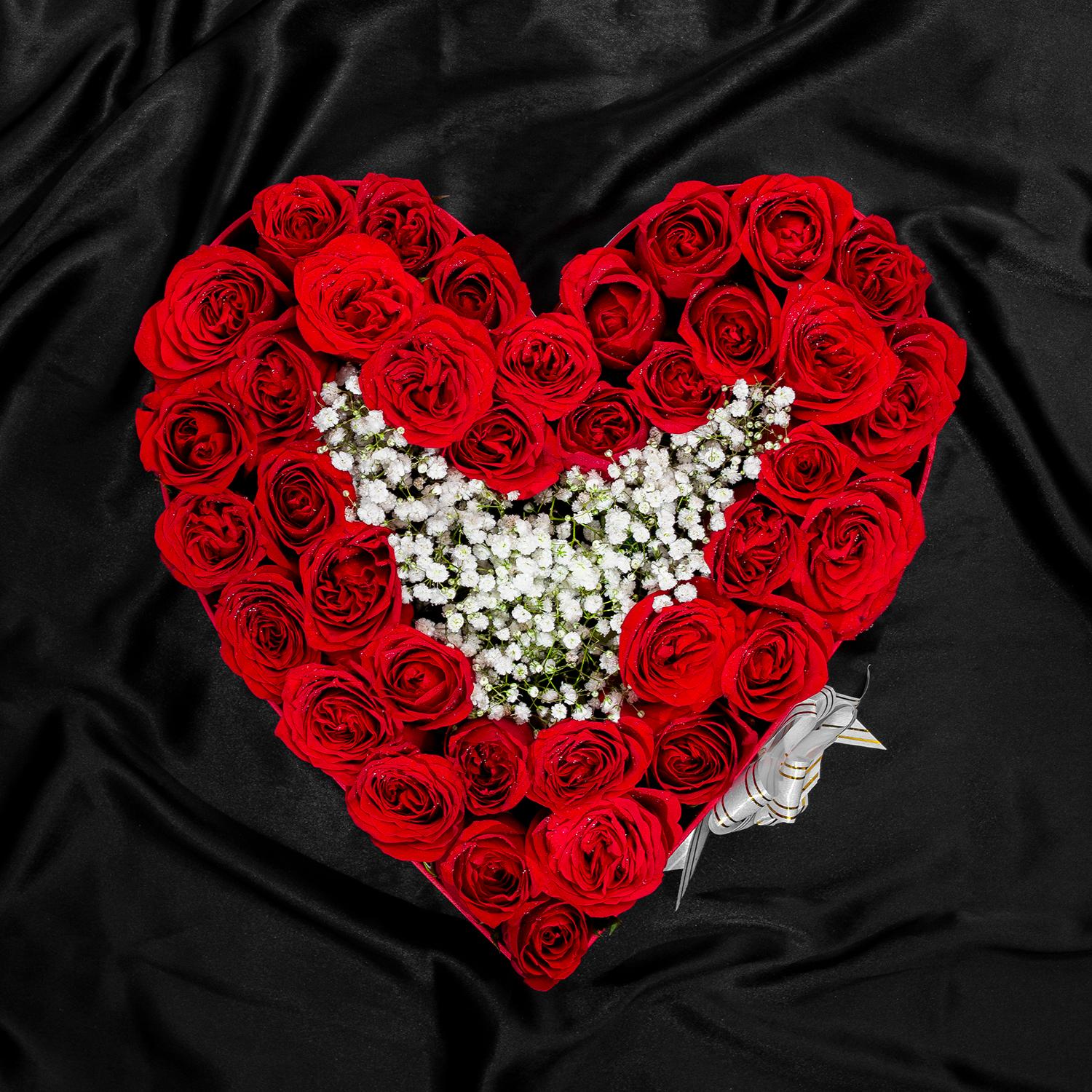 Colossal Red Roses Heart Arrangement |