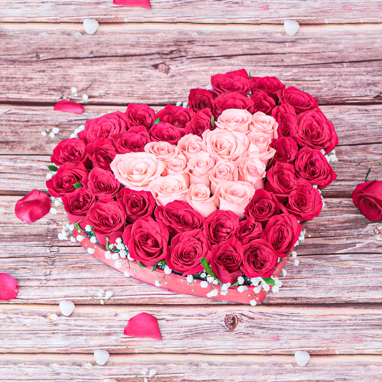 HeartShaped Pink and Red Roses |