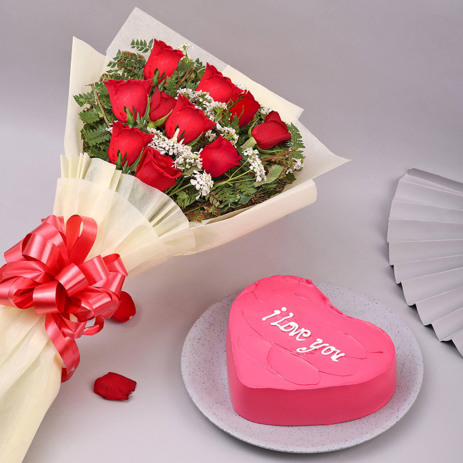 Vibrant Roses with Hearty Vanilla Cake |