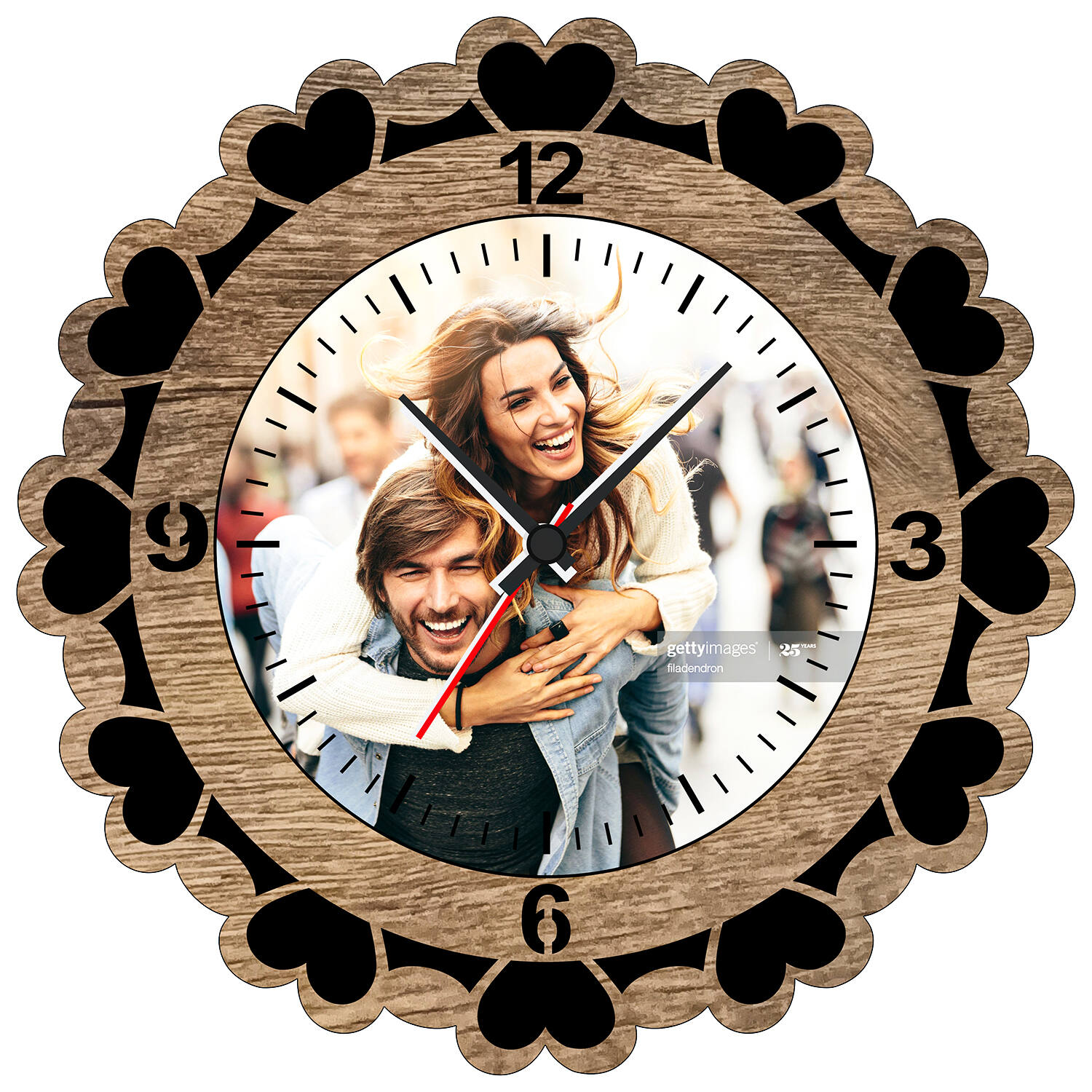 Round Wood Framed Personalized Clock |