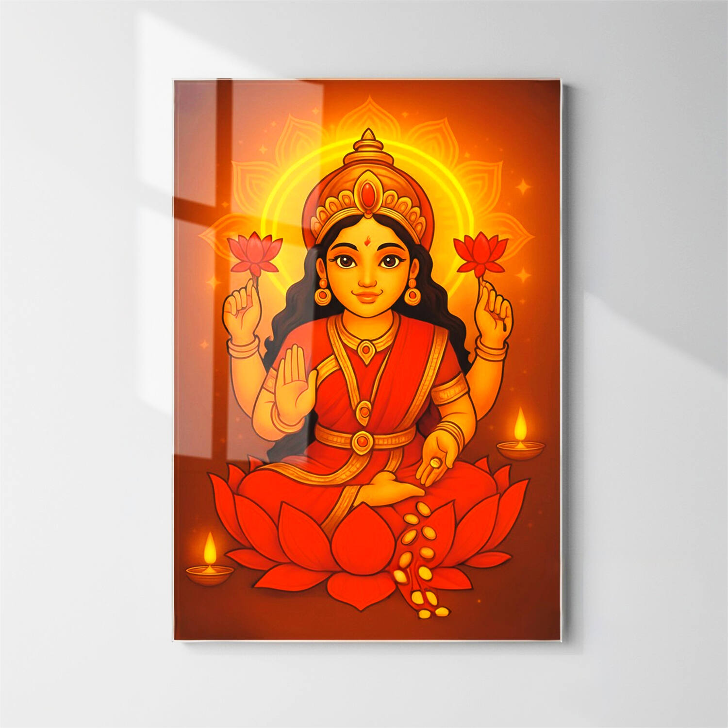 Maa Lakshmi Wall Frame with Uv Printed Acrylic |