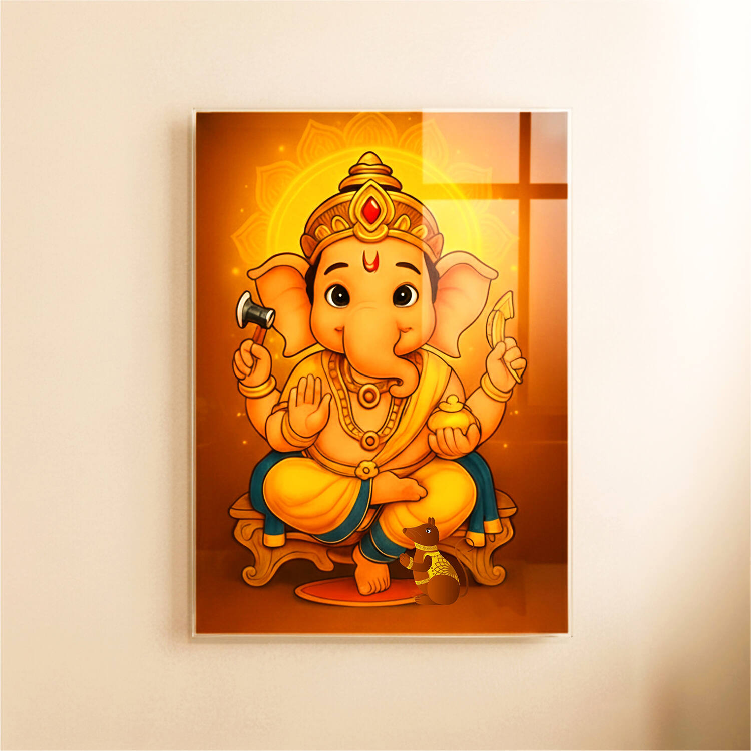 Bal Ganesha Wall Frame with Uv Printed Acrylic |