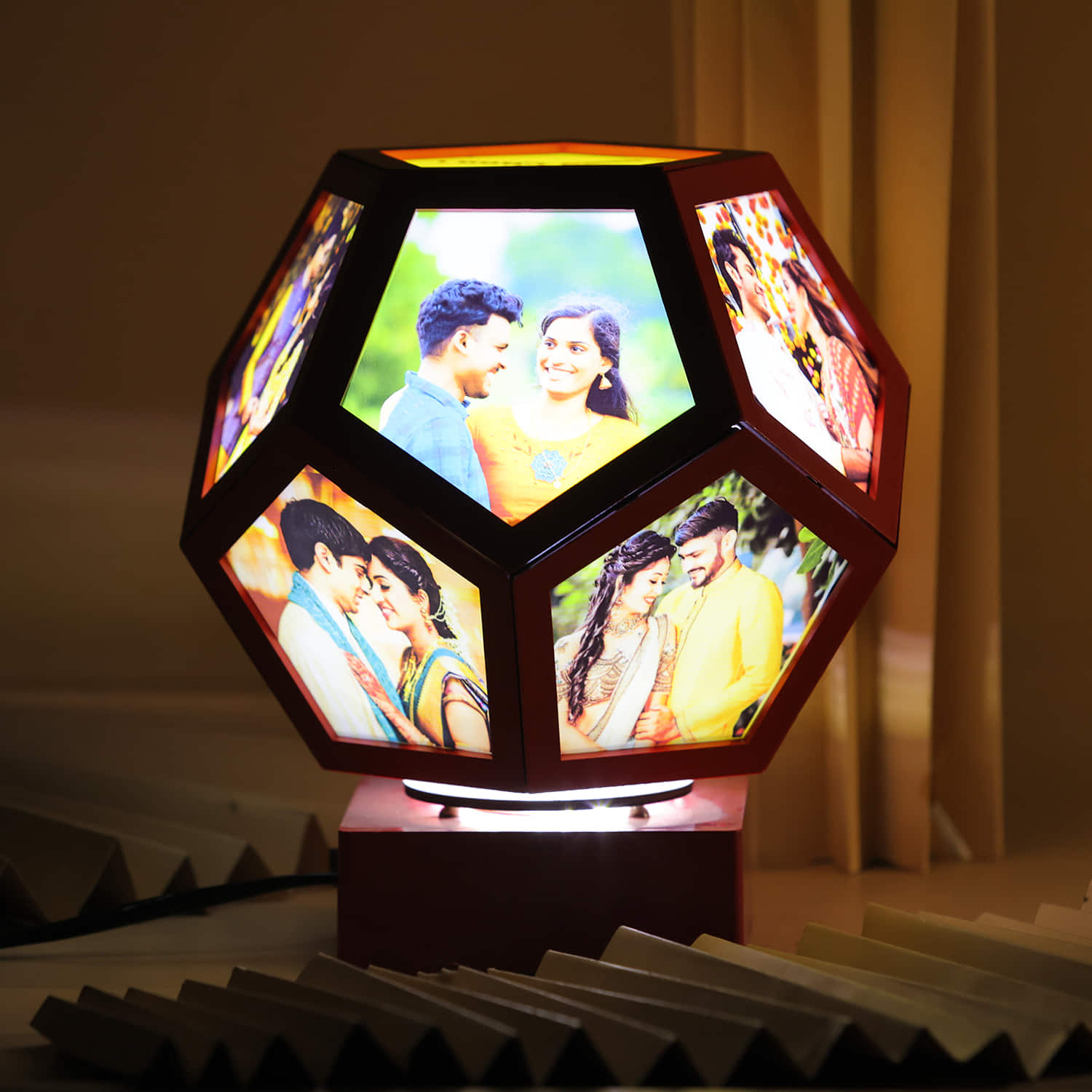 Personalized Colored Photo Rotating Pentagon Lamp |