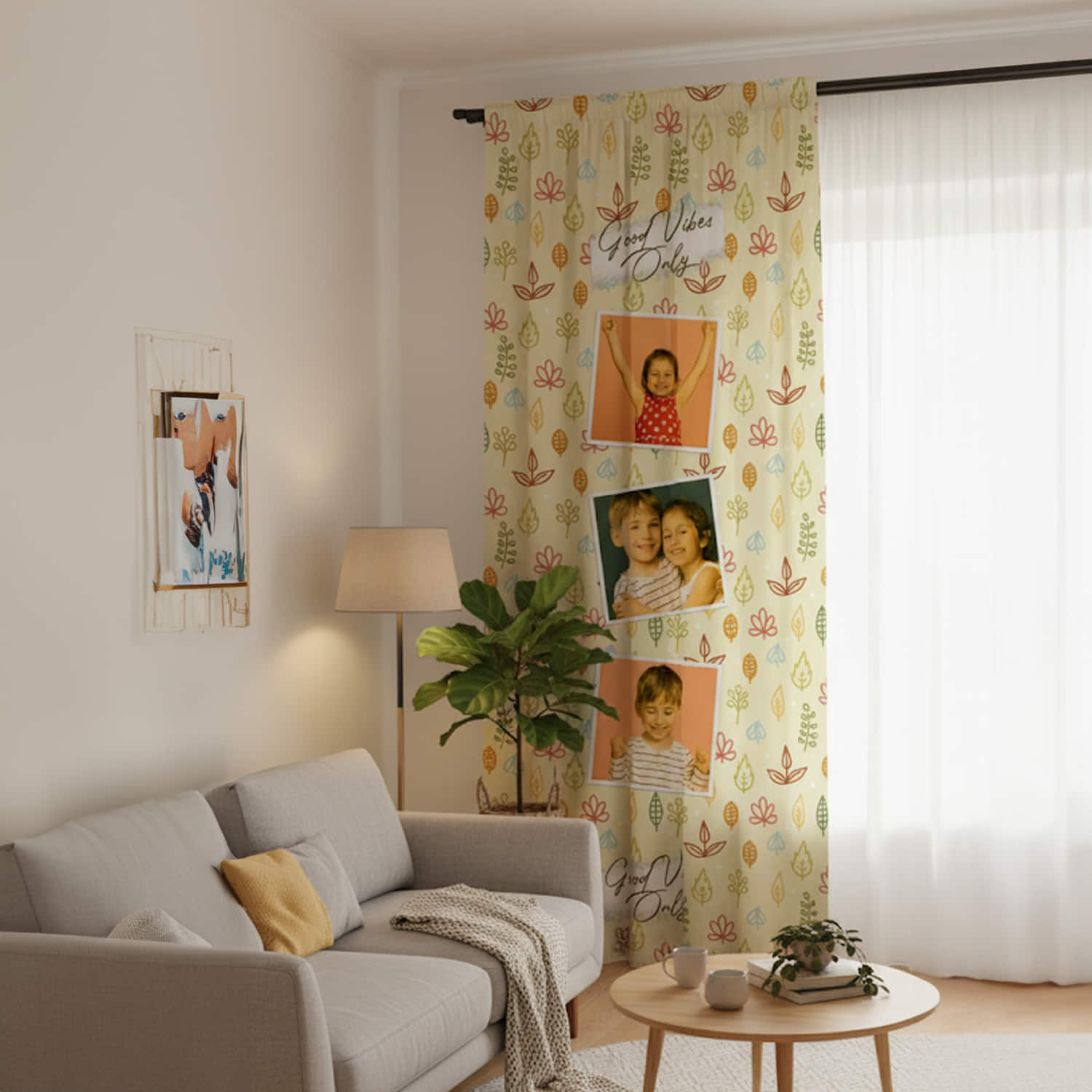 Personalized Good Vibes Photo Print Curtain |