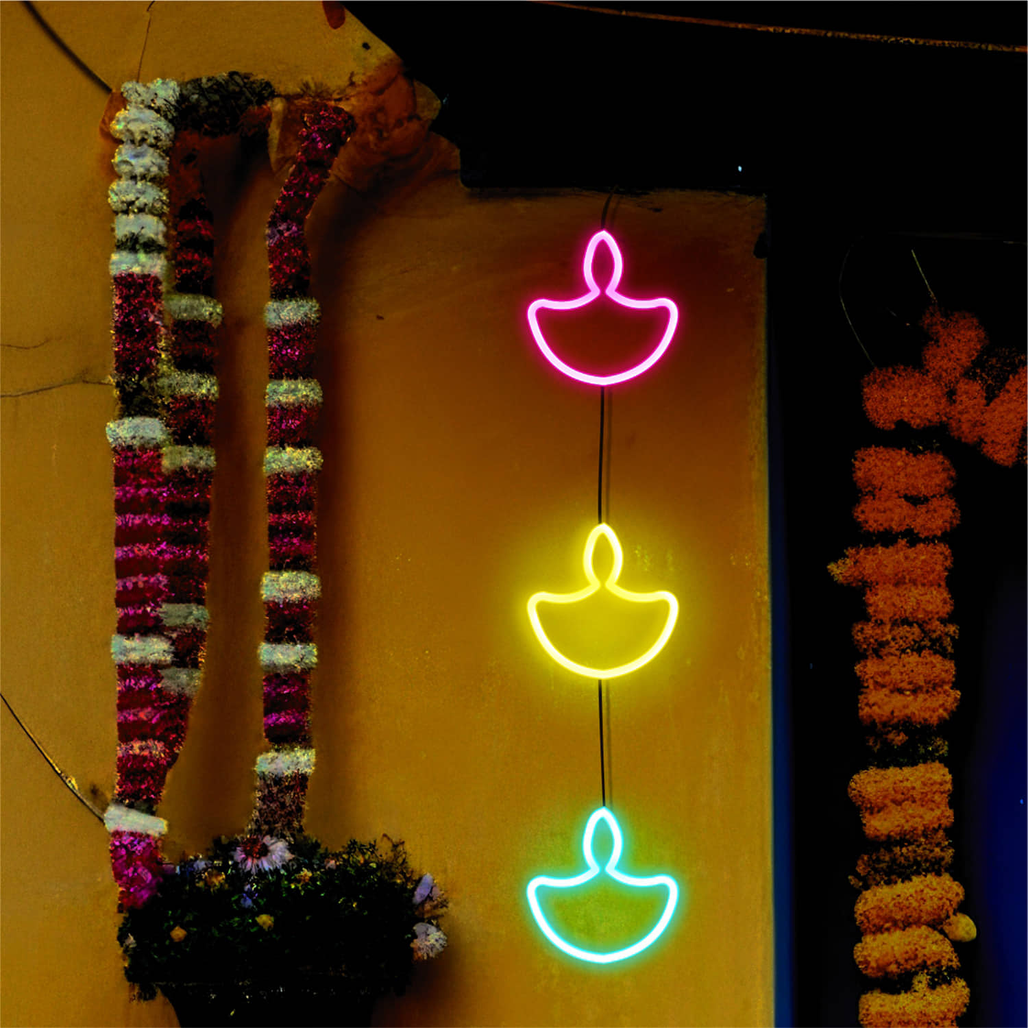 String of 3 Diyas for Home Decor |