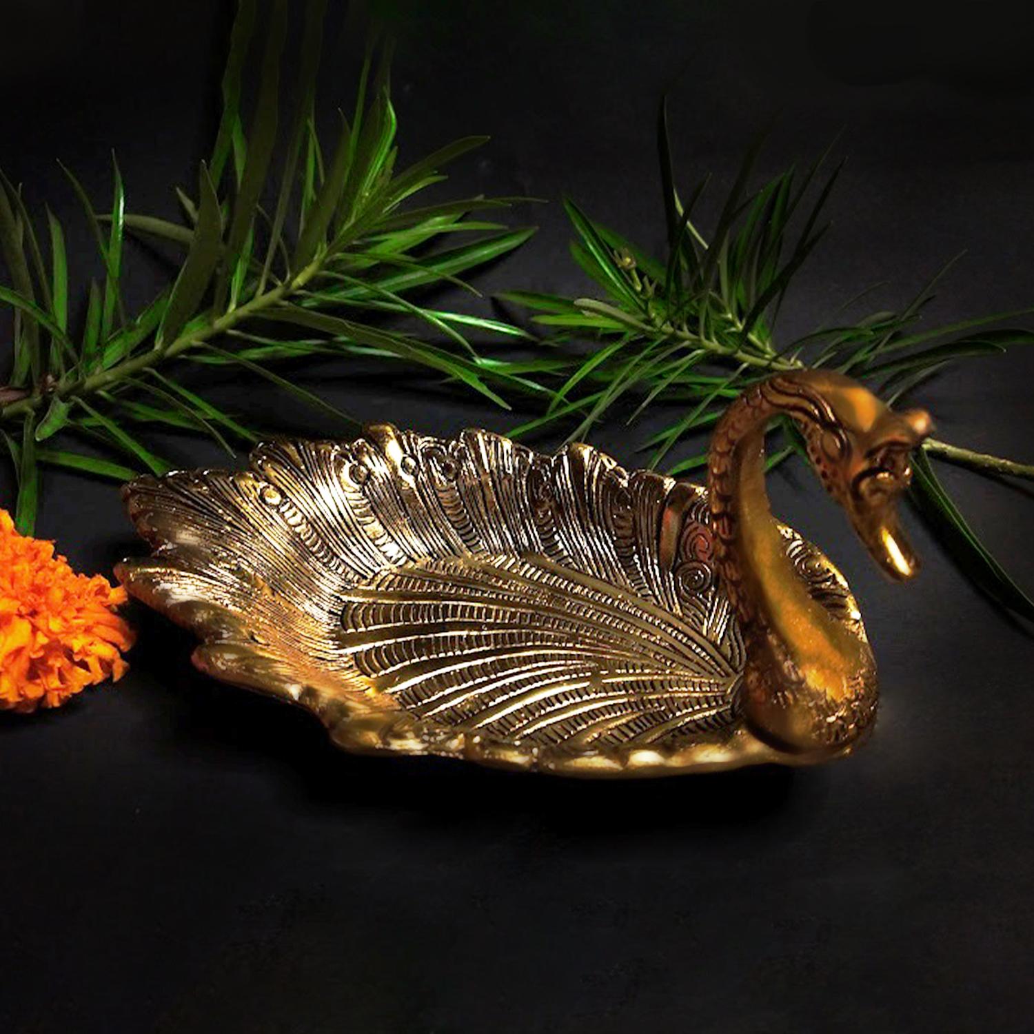 Swan Gold Plated Metal Tray |