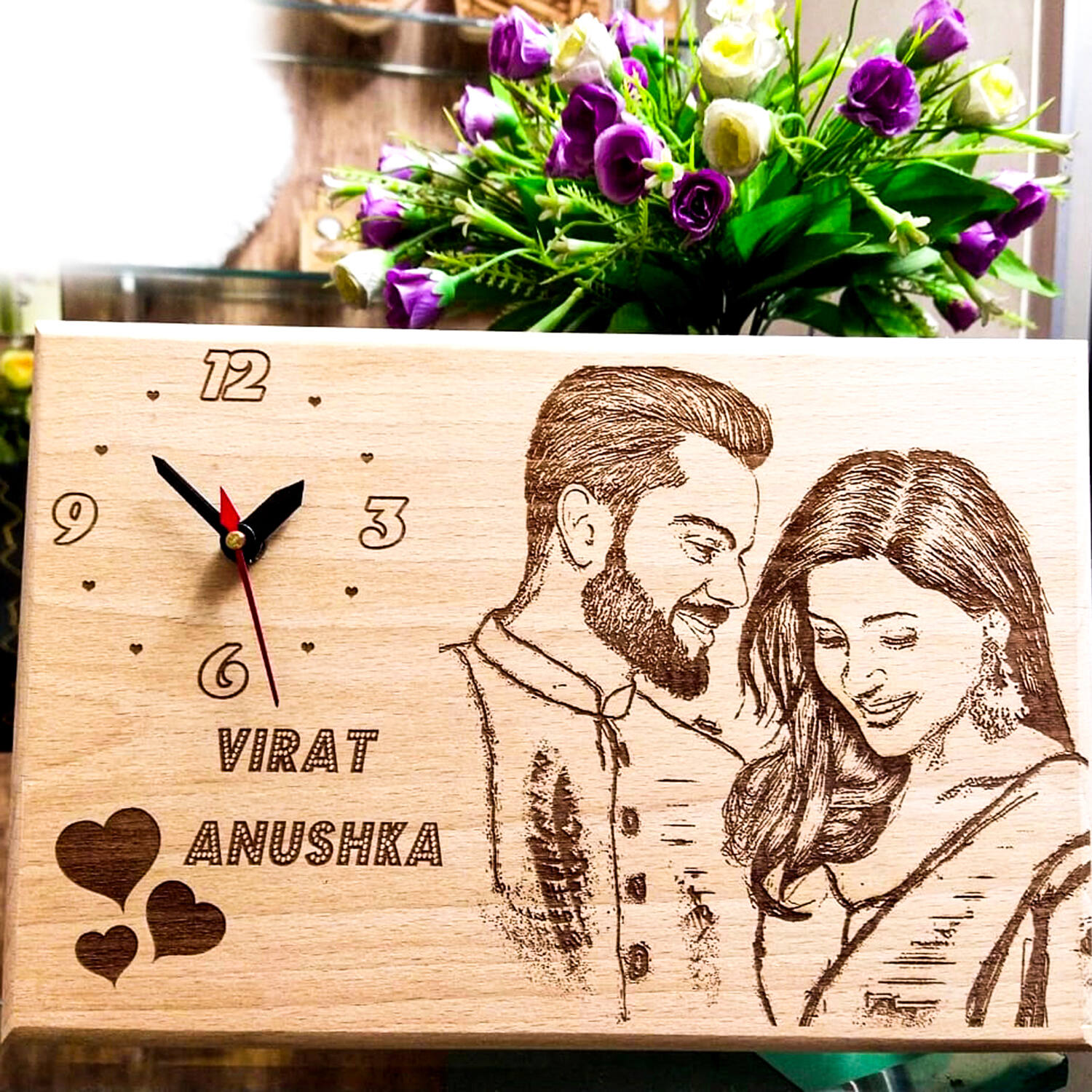 Virushka Photo Wooden Clock |