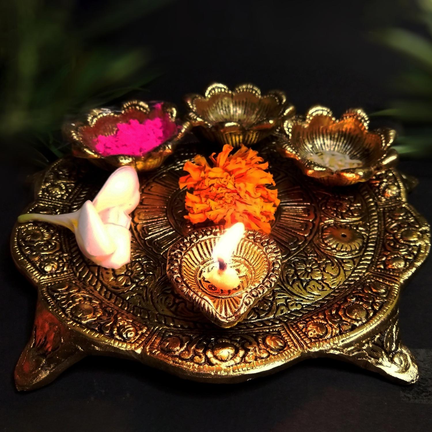 Puja Metal Thali Diya |