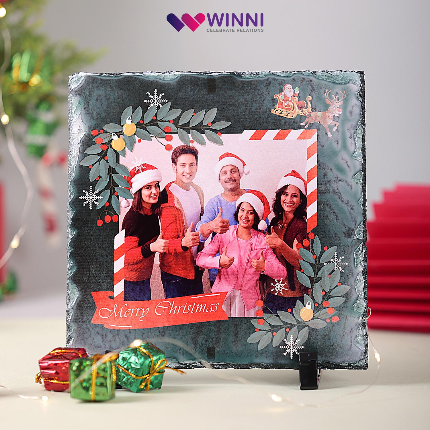 Rock Slate Xmas Family Picture |