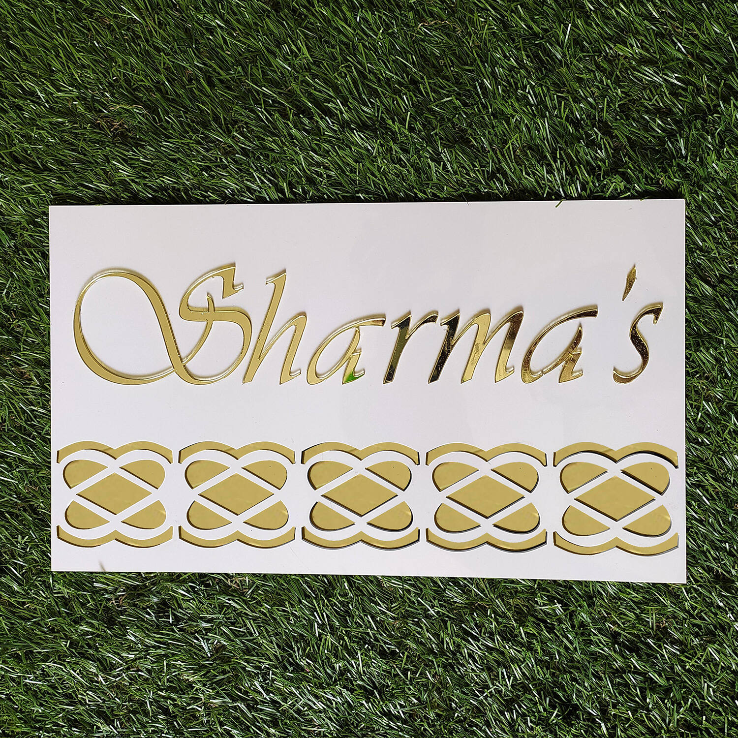 Golden Fonts Glossy White Name Plate |