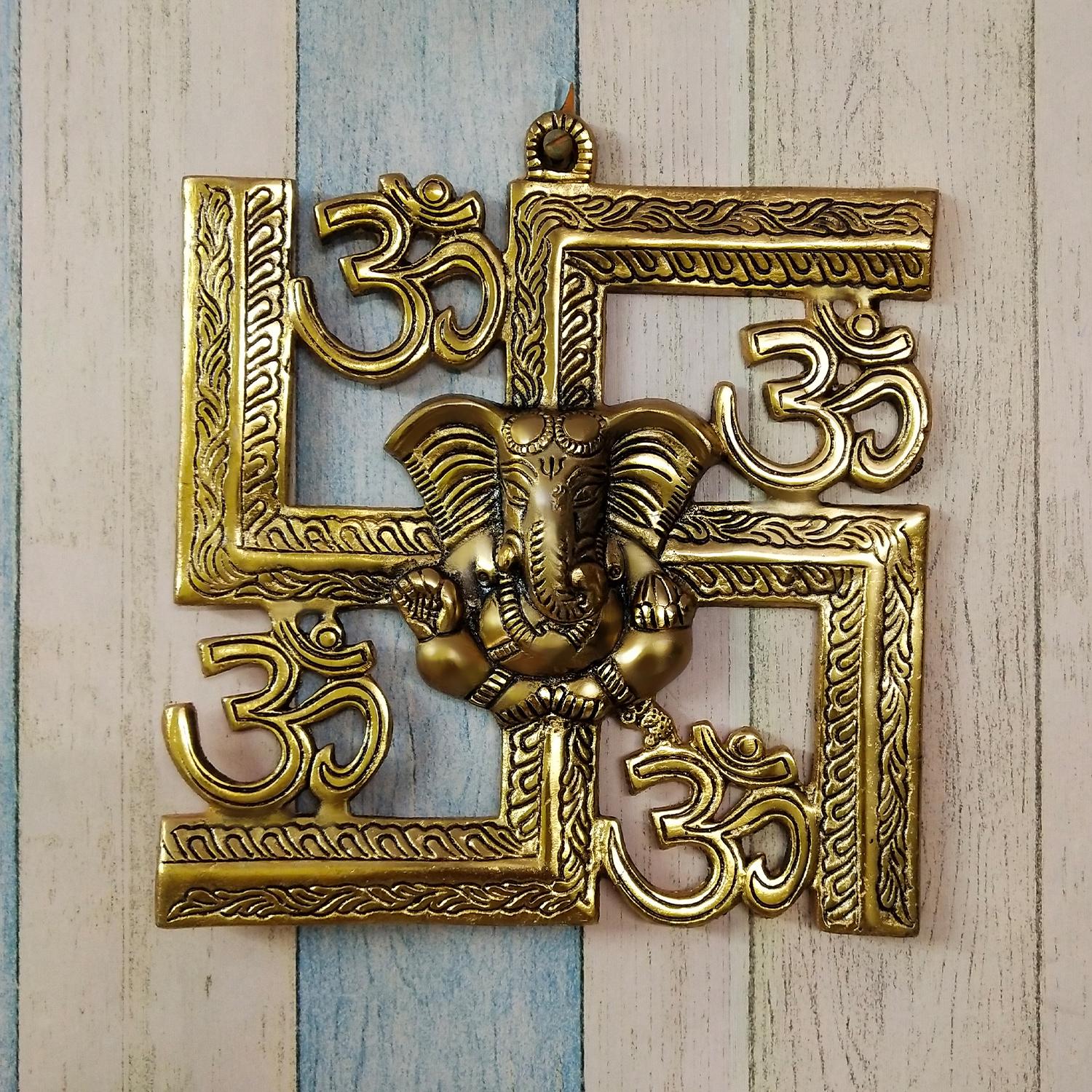 Ganesha With Swastik Wall Hanging |