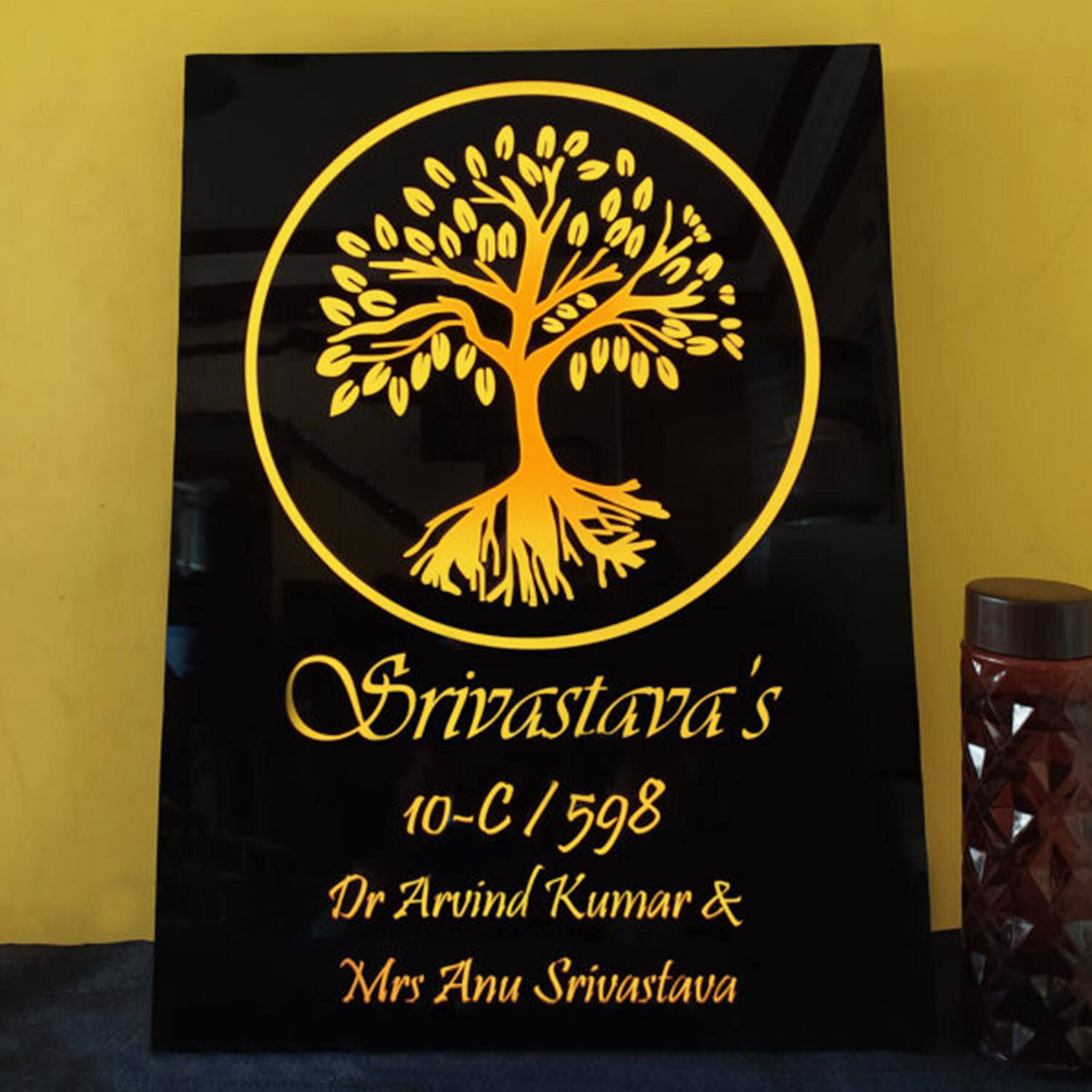 Golden Tree  Backlit Name plate |