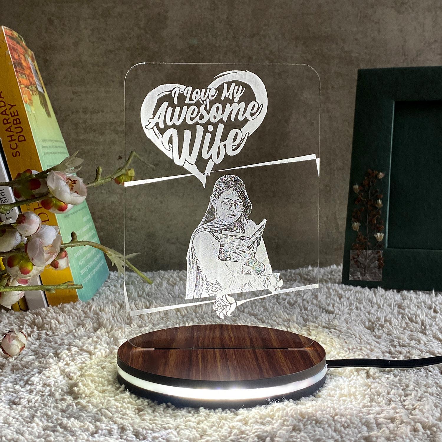 Elegant LED Engraved Lamp For Wife |