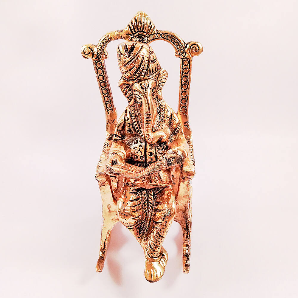 Metal Ganpati On Chair |
