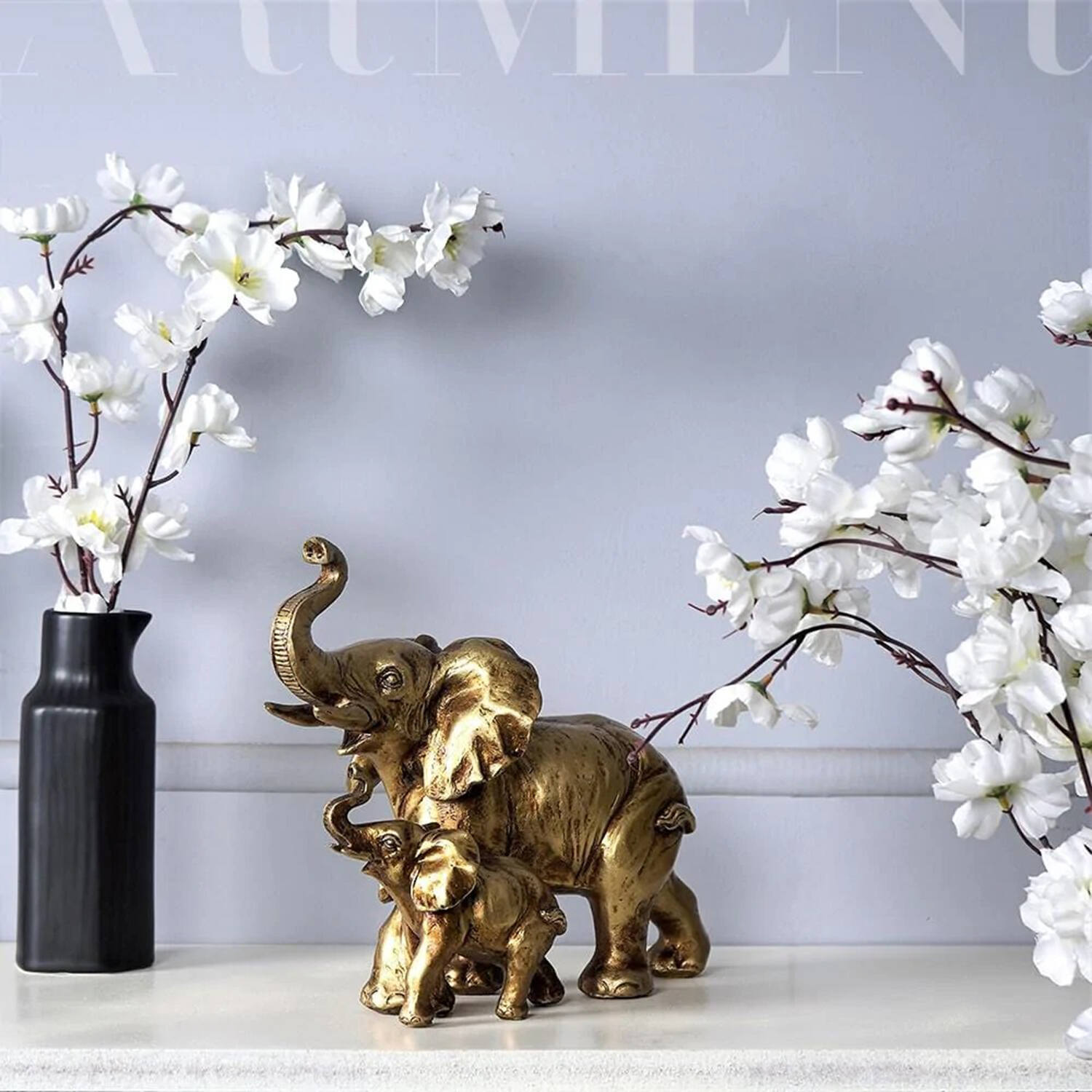 Elephant And Calf Trumpet Decor Miniature |