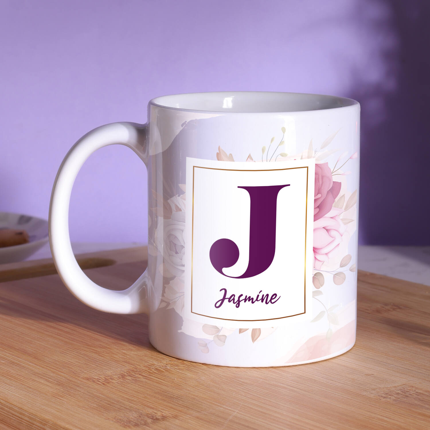 Purple Colour Initial Personalized Mug |
