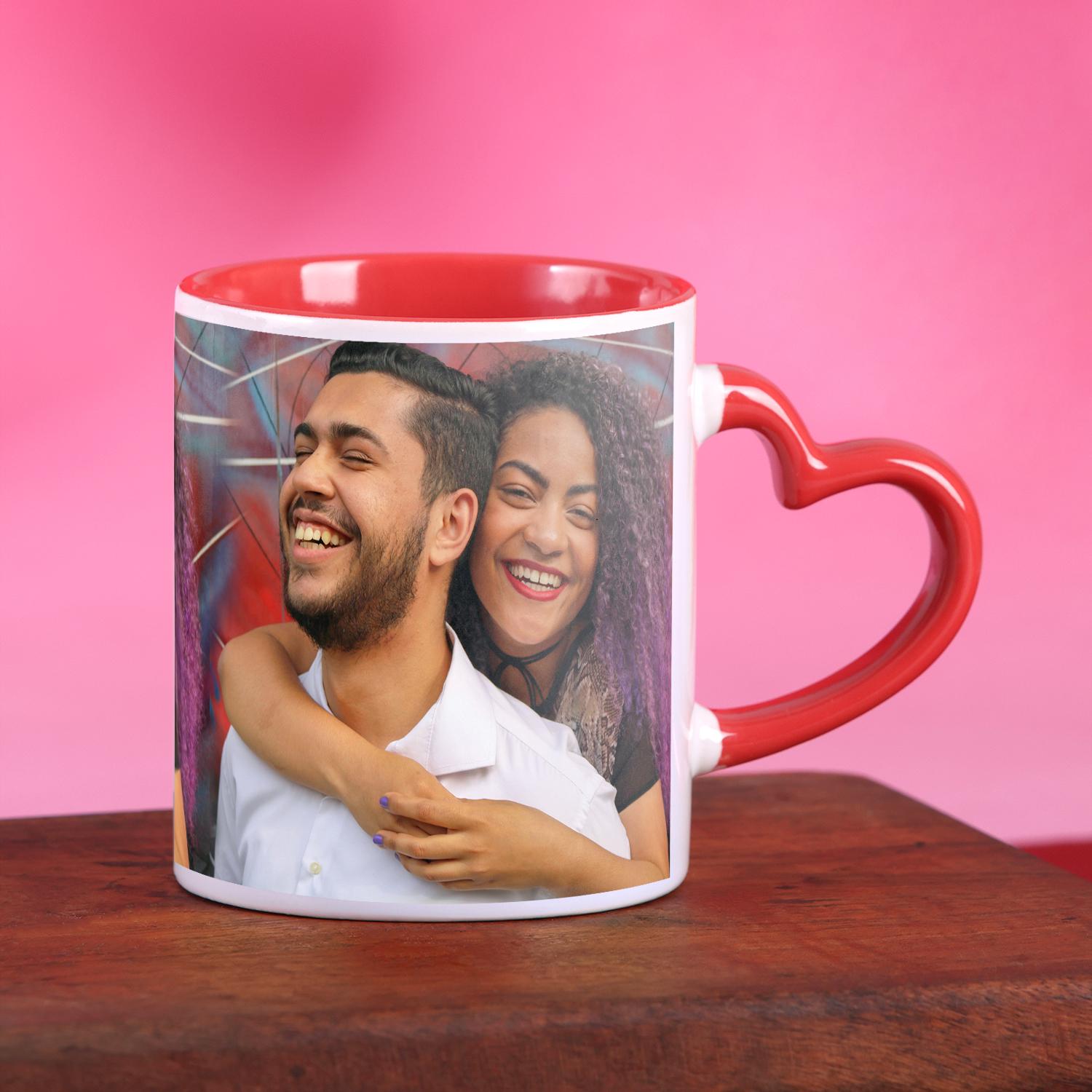 Embracing Couple Personalized Heart Handle Mug |