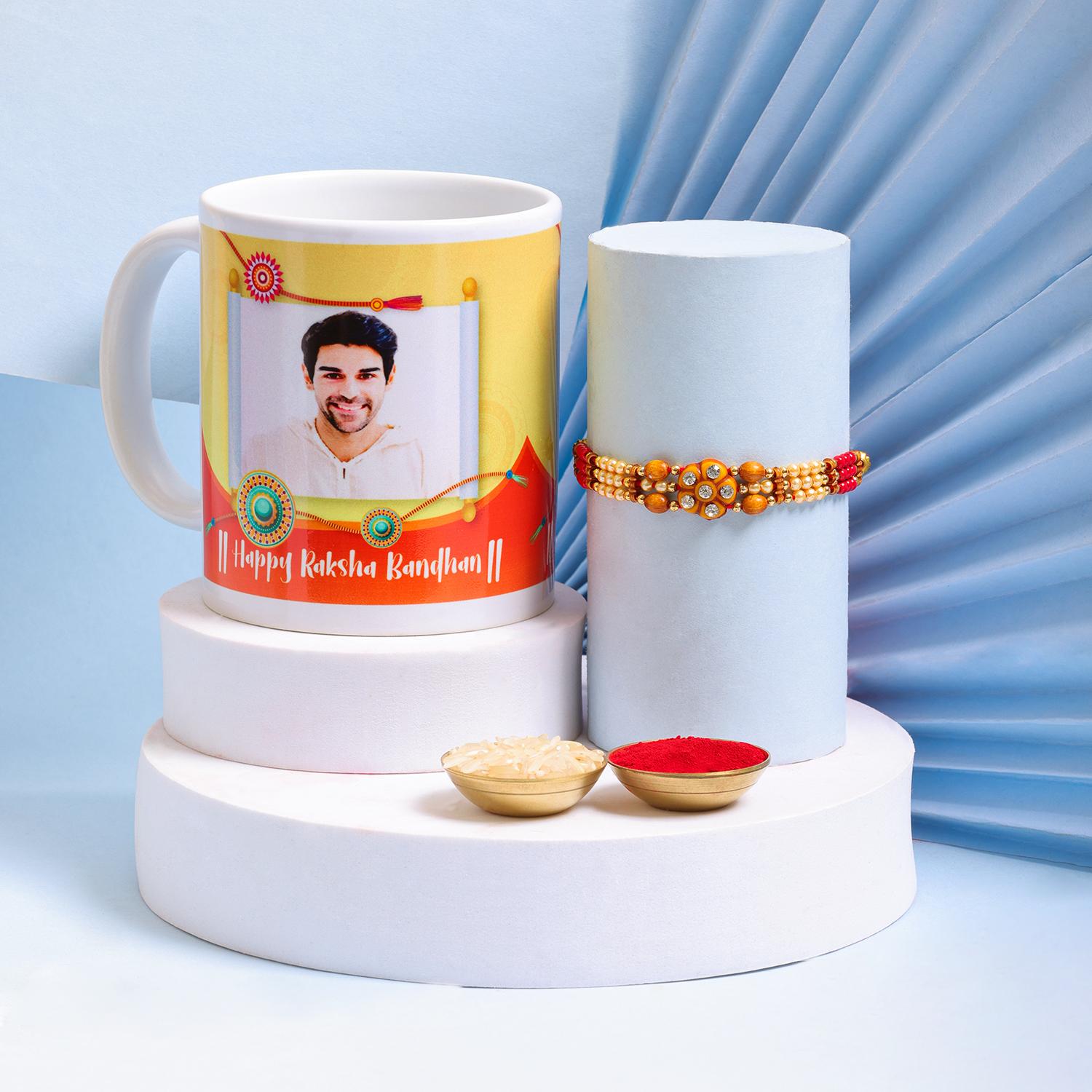 Ethenic Beads Rakhi With Personalized Mug |