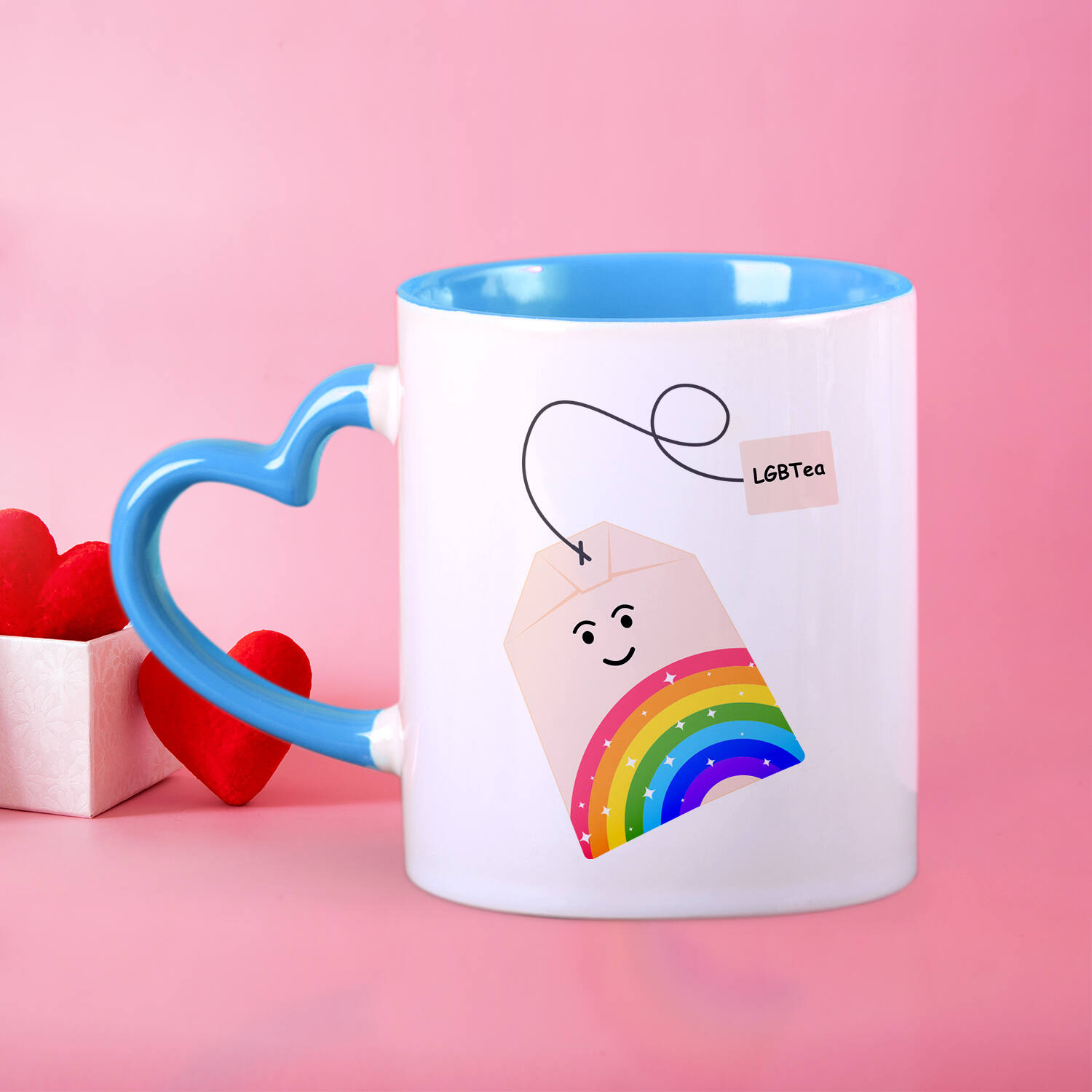 Rainbow Heart Valentines Mug |