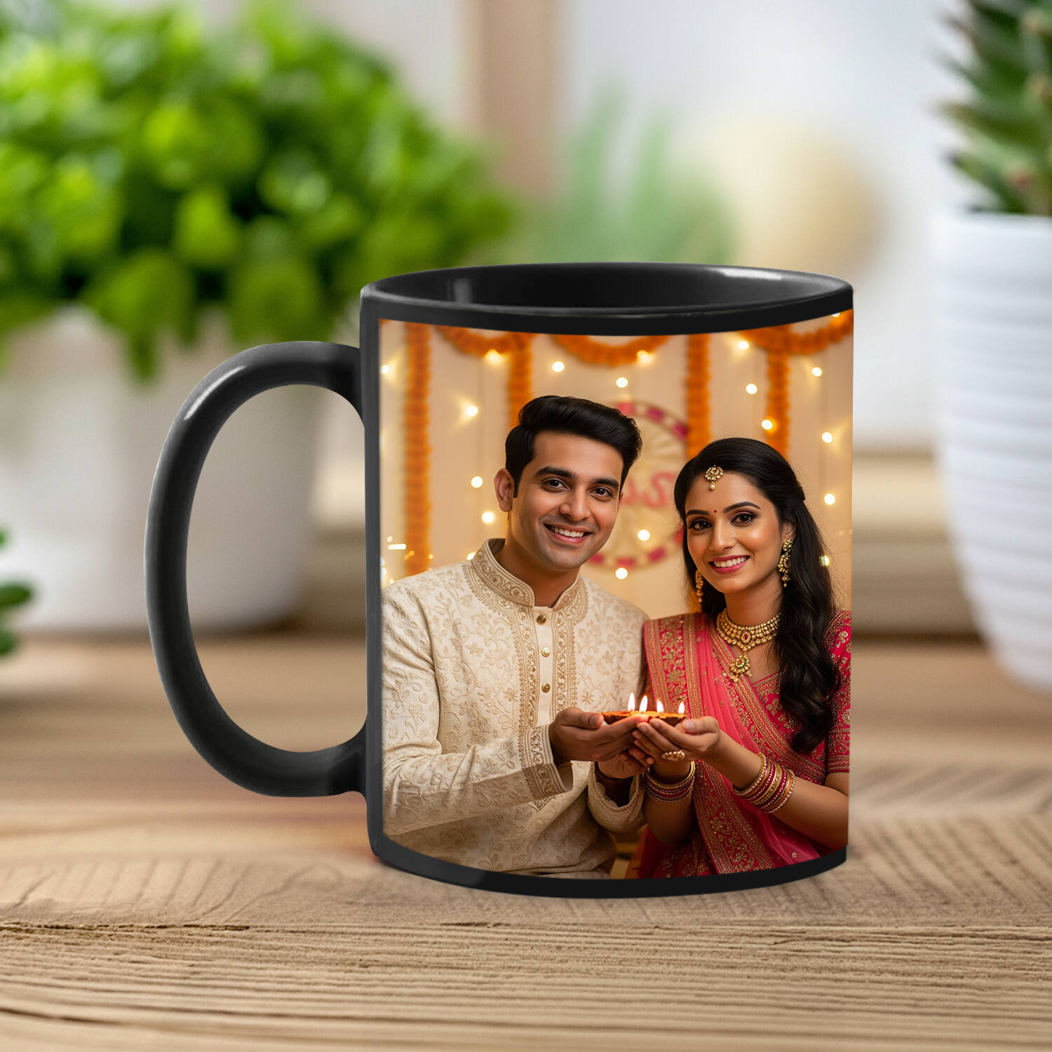 Personalized Diwali Cheers Black Mug |