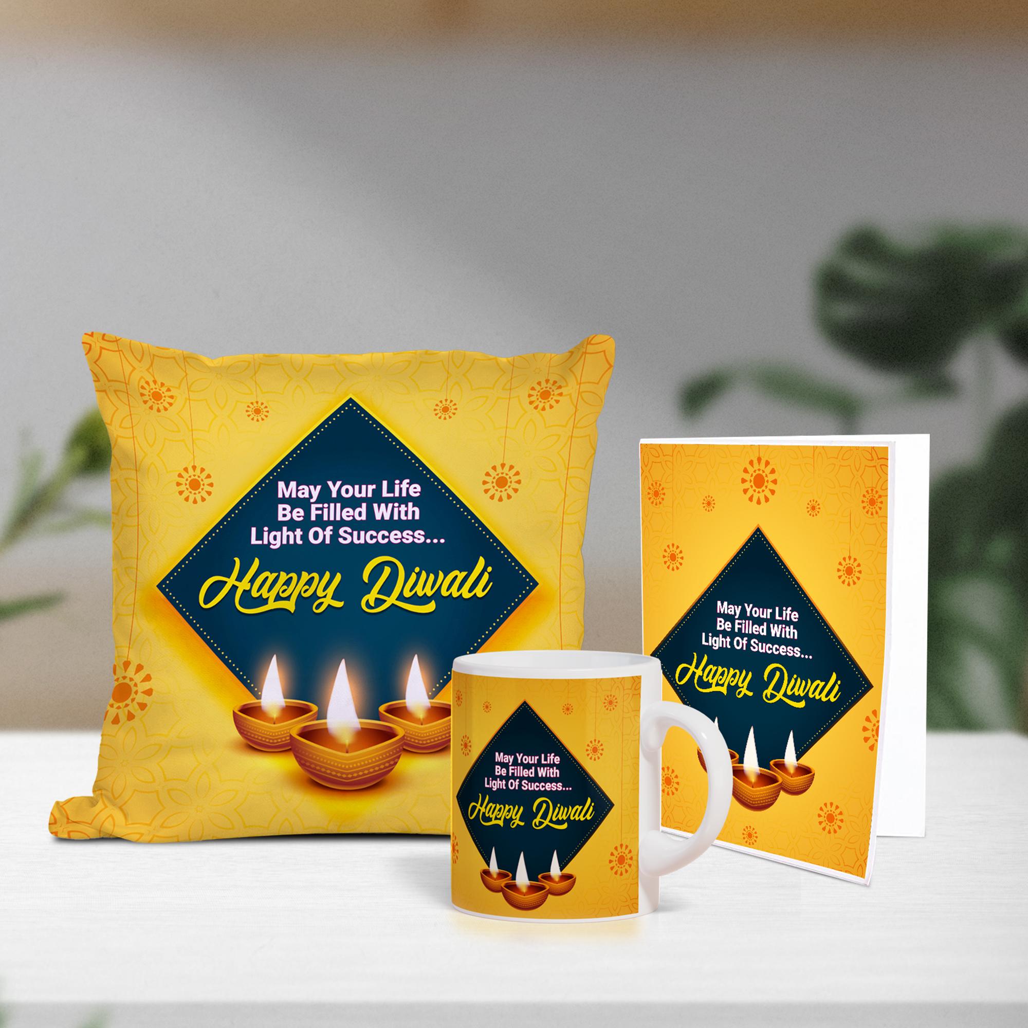 Delightful Diwali Mug and Cushion Combo |