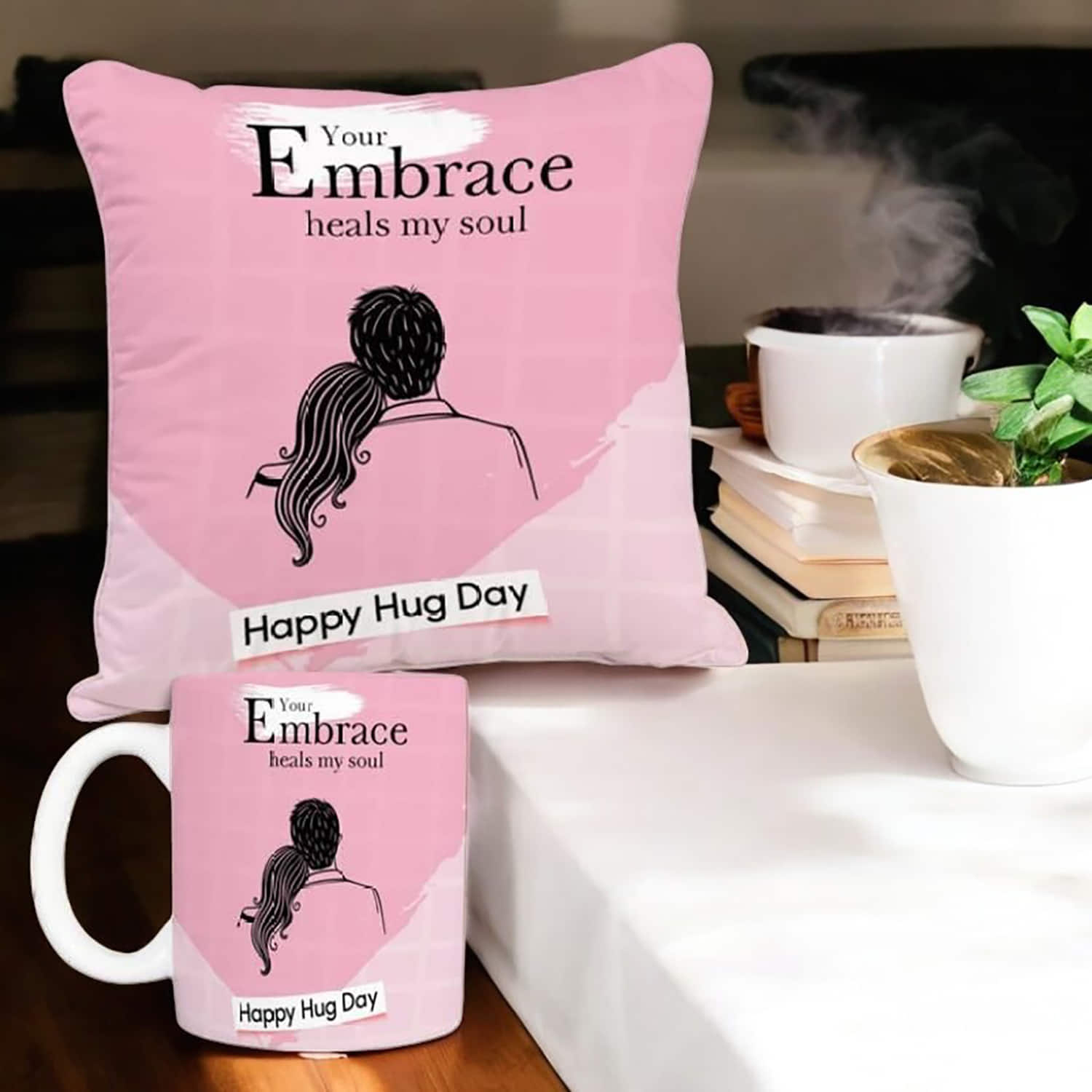 Valentine Hug Day Mug and Cushion Duo |