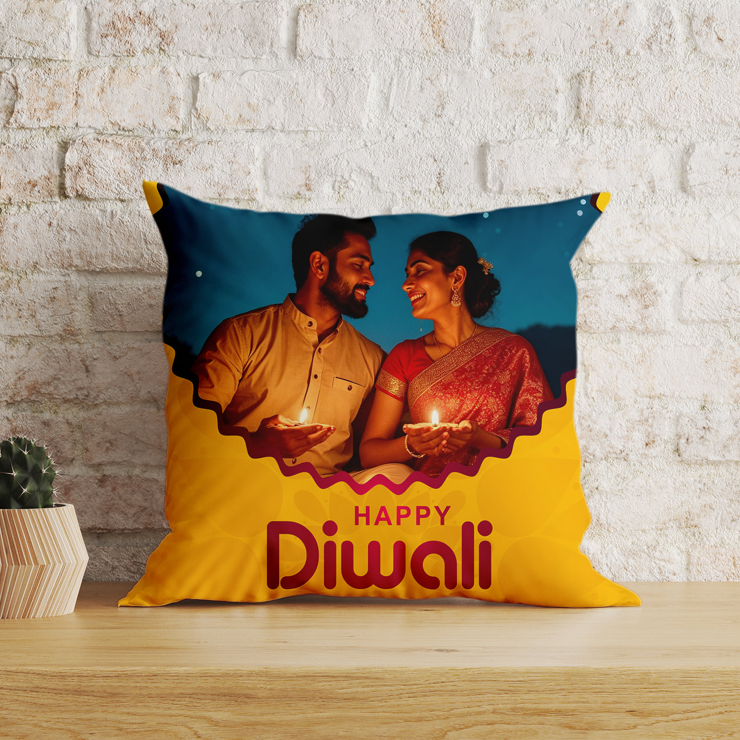 Happy Diwali Personalized Photo Cushion |