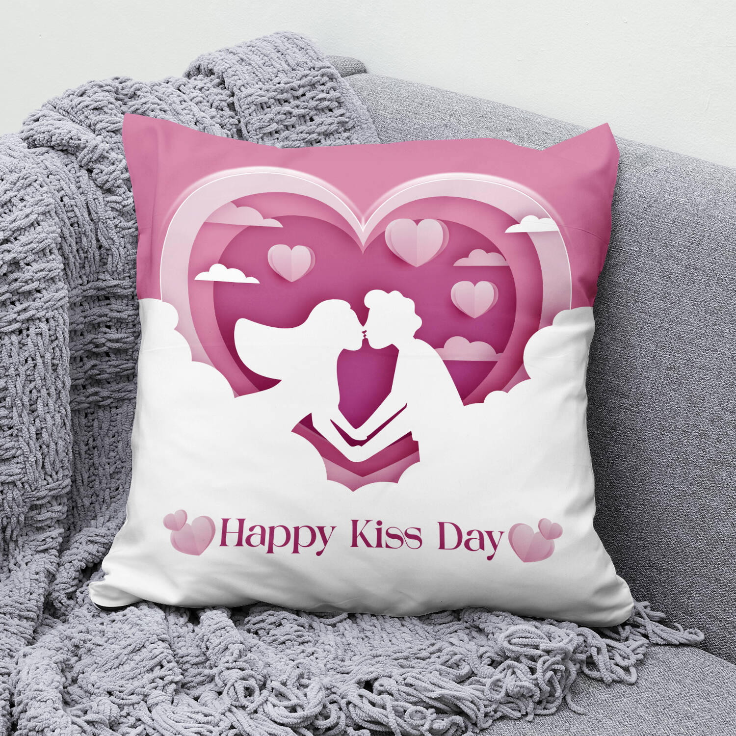 Happy Kiss Day Valentine Cushion |
