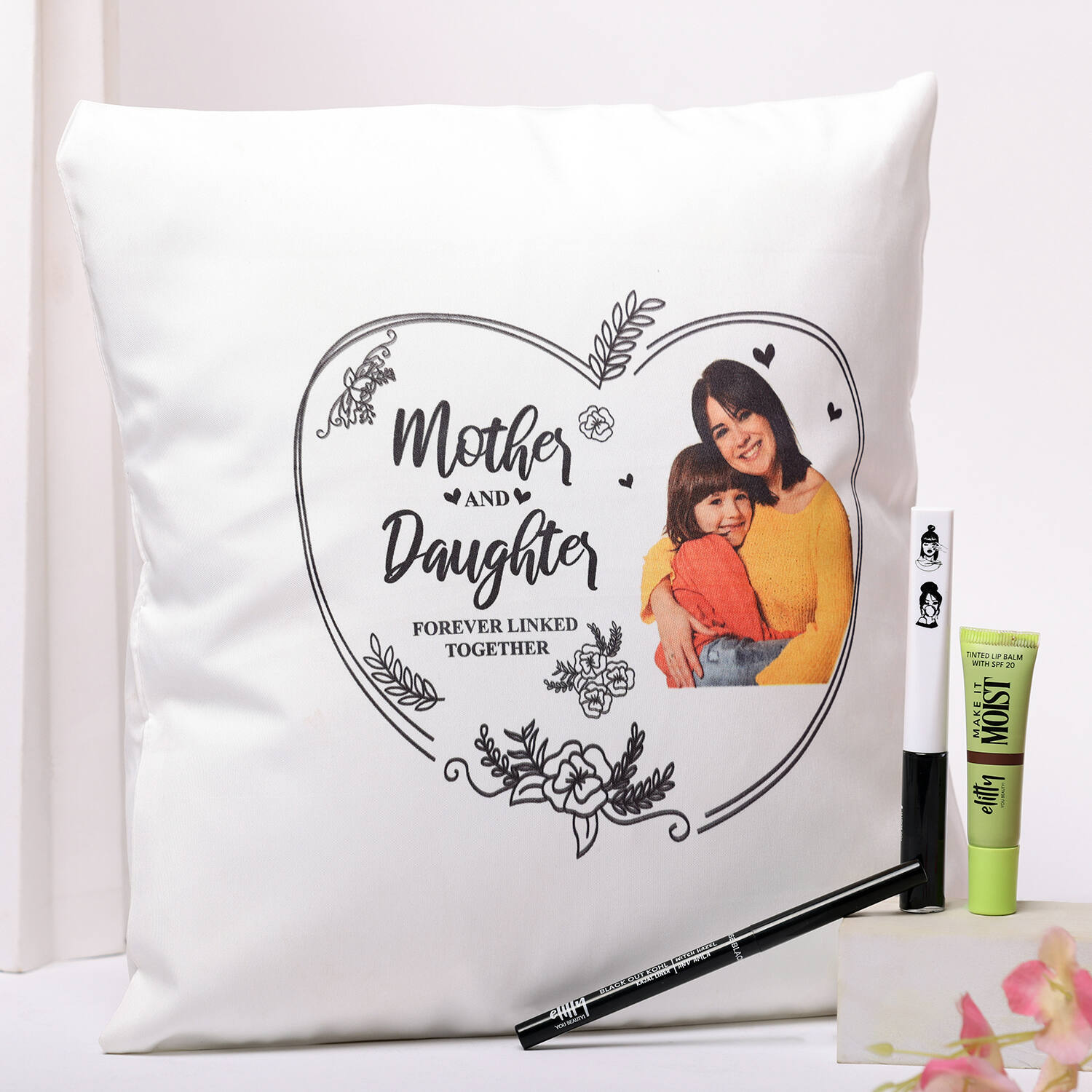 Personalized Mother Daughter Cushion with Beauty Kit |