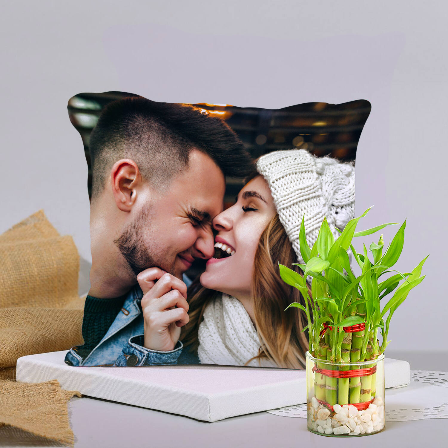 Personalized Cushion With Lucky Bamboo |