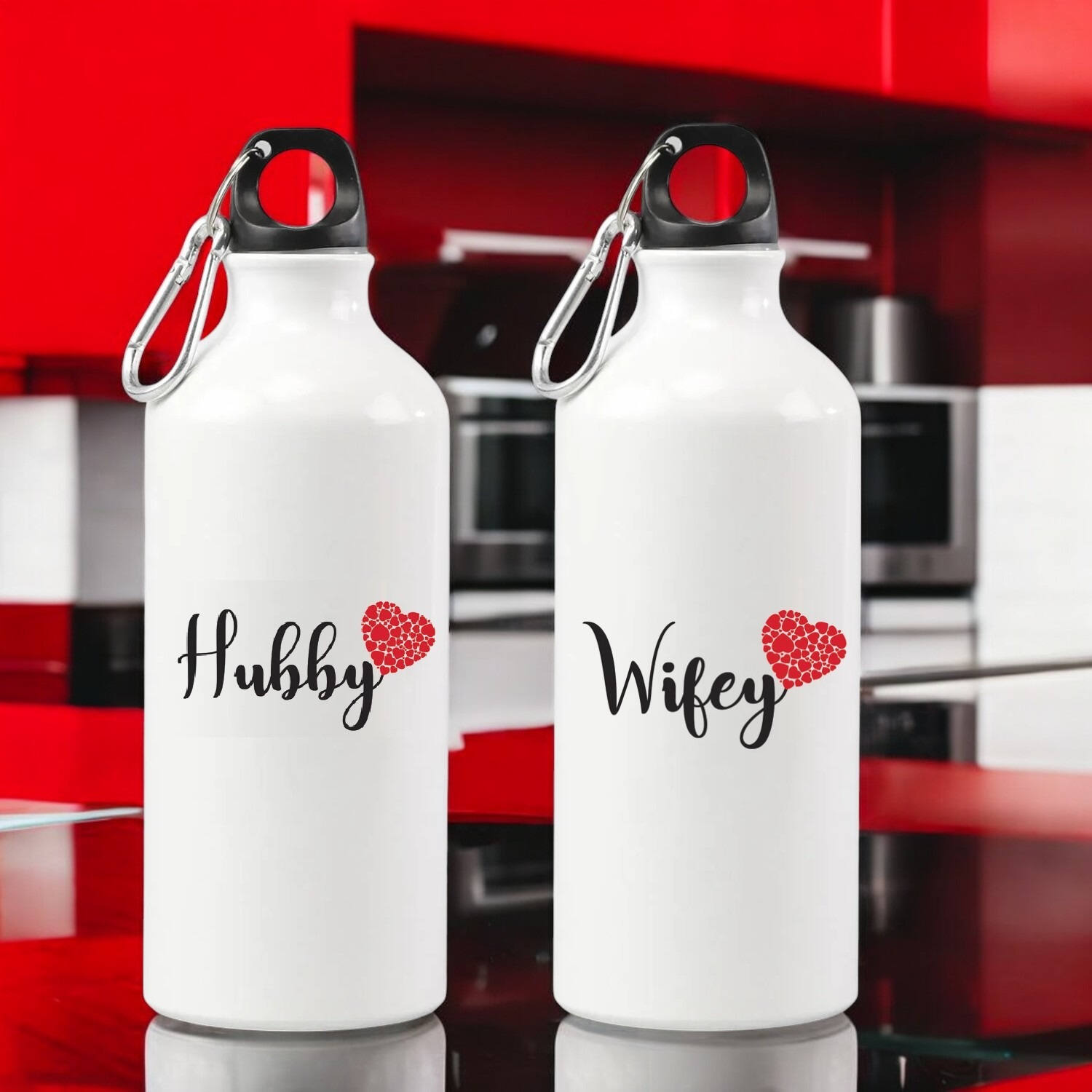 Personalised Valentine Hubby and Wifey Bottle Set |
