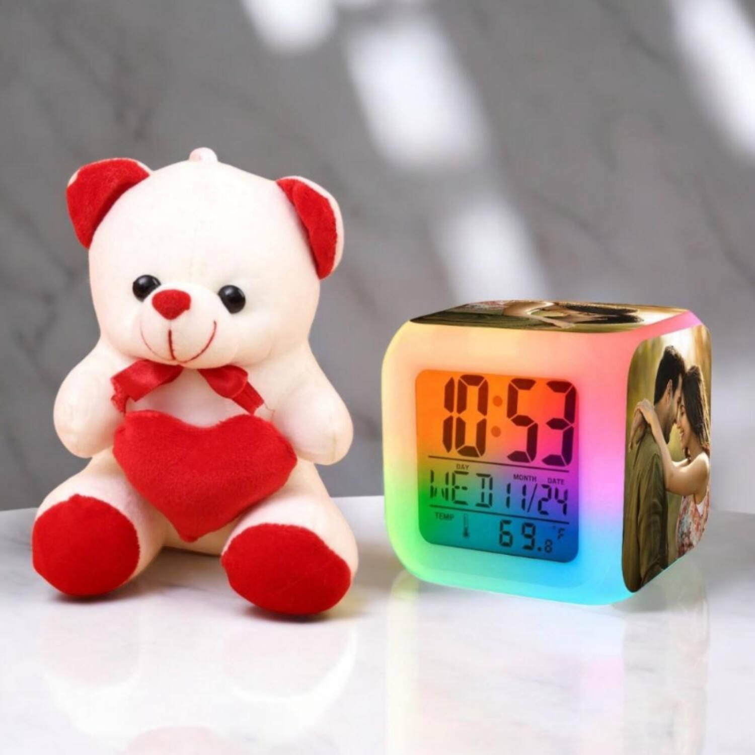 Personalised Alarm Clock Gift with Teddy |